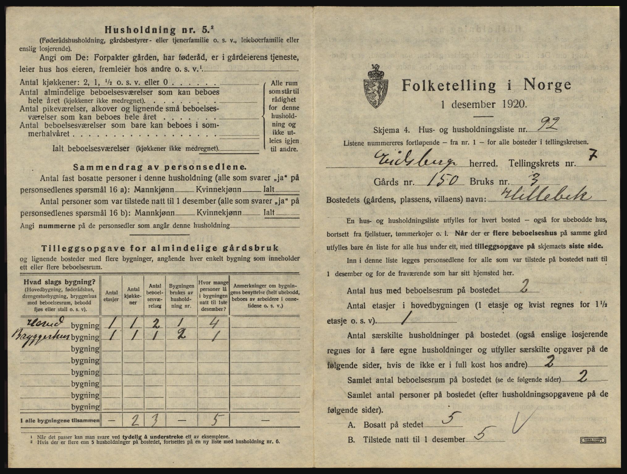 SAO, 1920 census for Eidsberg, 1920, p. 1365