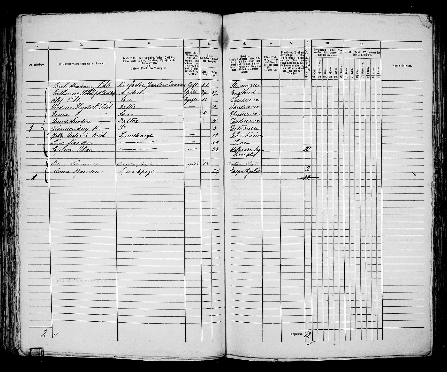 RA, 1865 census for Kristiania, 1865, p. 2524