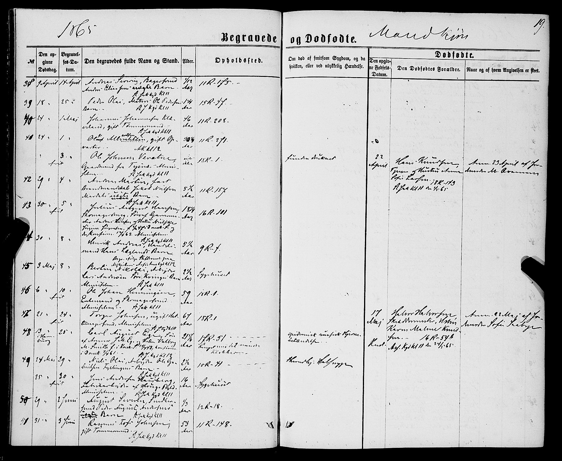 Domkirken sokneprestembete, SAB/A-74801/H/Haa/L0042: Parish register (official) no. E 3, 1863-1876, p. 19