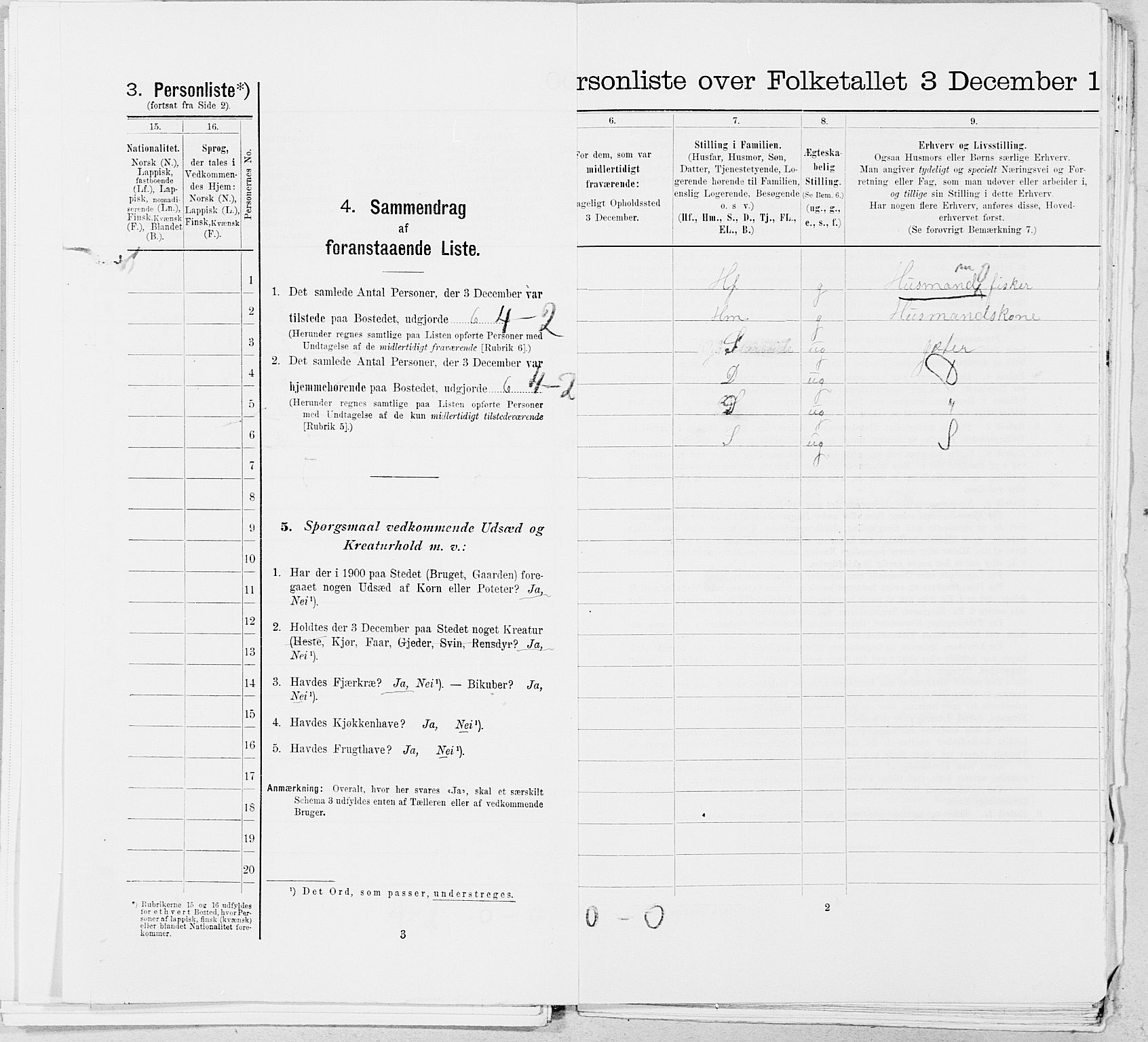 SAT, 1900 census for Stamnes, 1900, p. 990