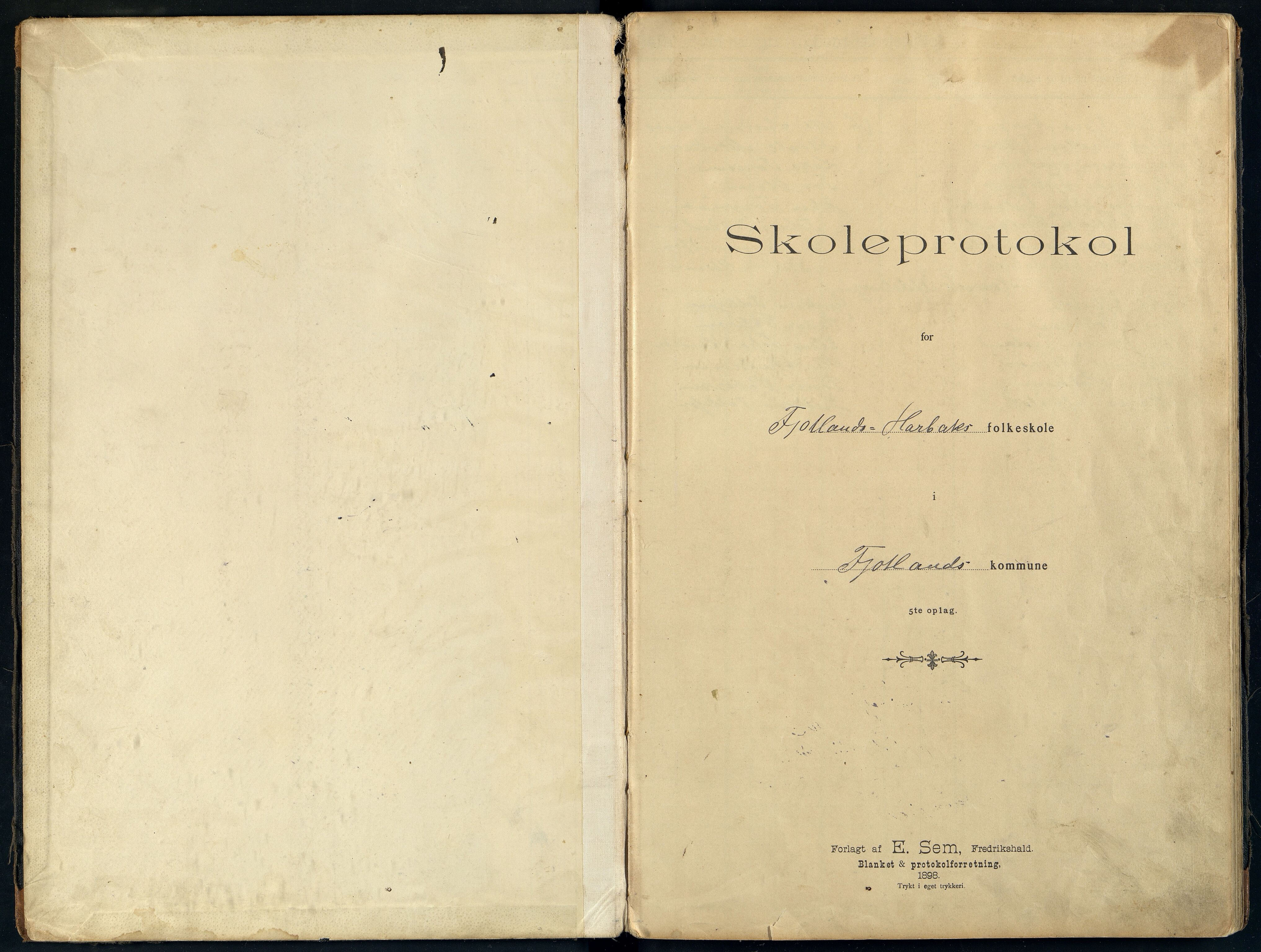 Fjotland kommune - Fjotland Skole, ARKSOR/1037FJ559/H/L0002: Skoleprotokoll, også Harbak skole (d), 1900-1910