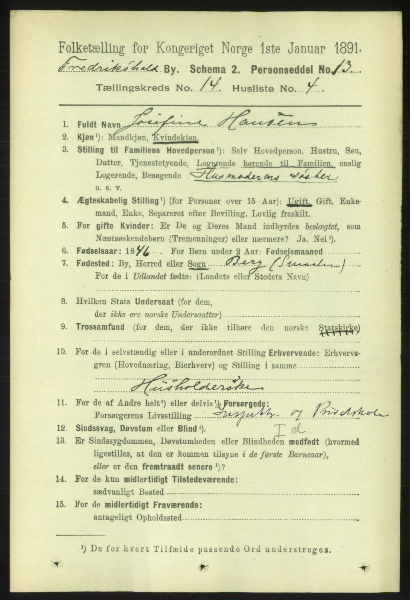 RA, 1891 census for 0101 Fredrikshald, 1891, p. 9055