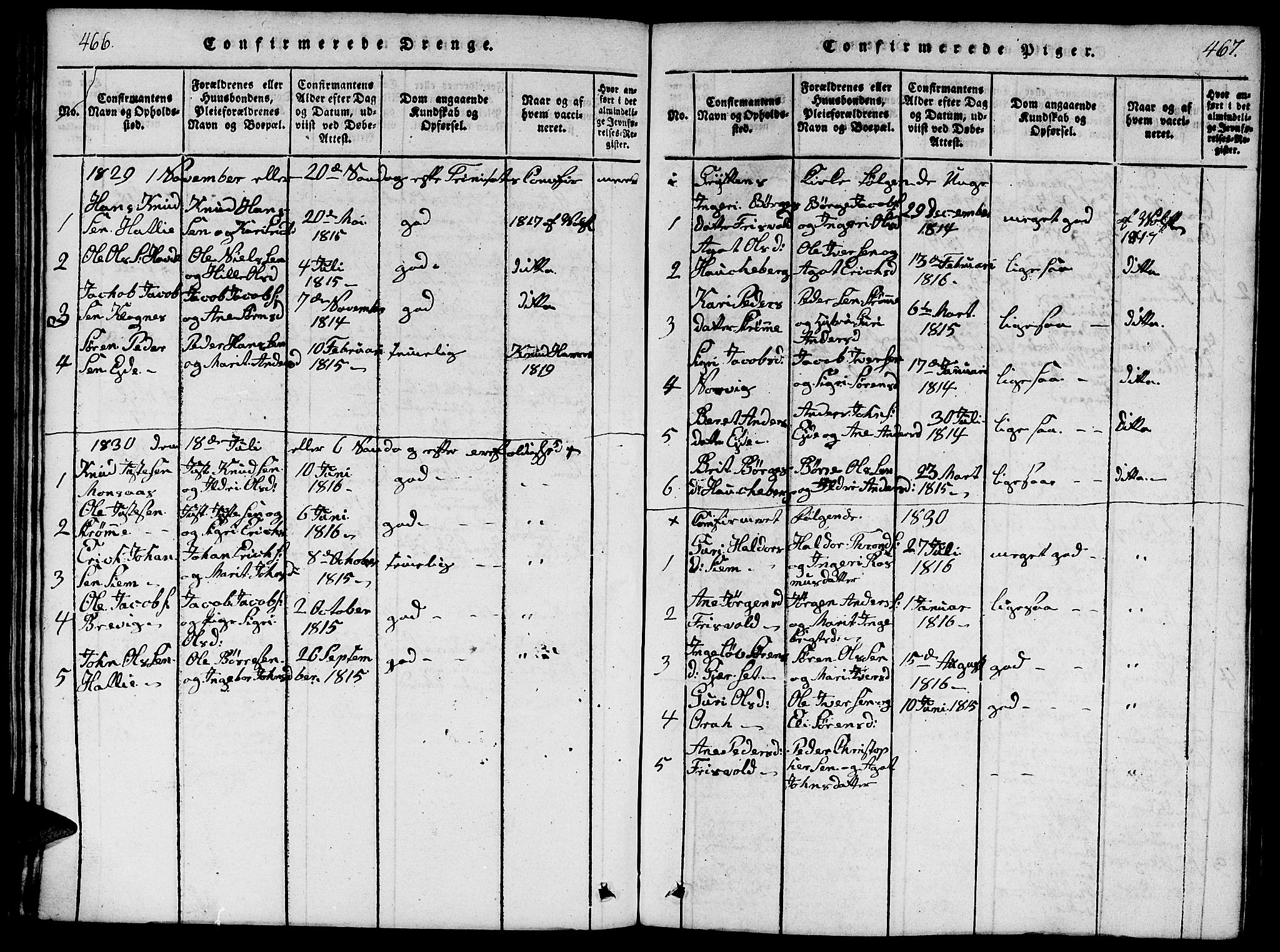 Ministerialprotokoller, klokkerbøker og fødselsregistre - Møre og Romsdal, AV/SAT-A-1454/542/L0558: Parish register (copy) no. 542C01, 1818-1836, p. 466-467