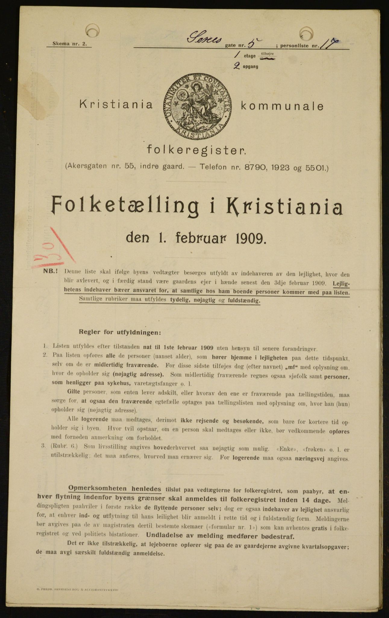 OBA, Municipal Census 1909 for Kristiania, 1909, p. 85936