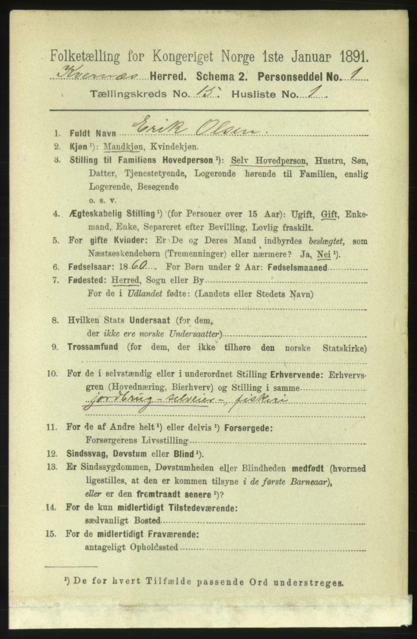 RA, 1891 census for 1553 Kvernes, 1891, p. 5951