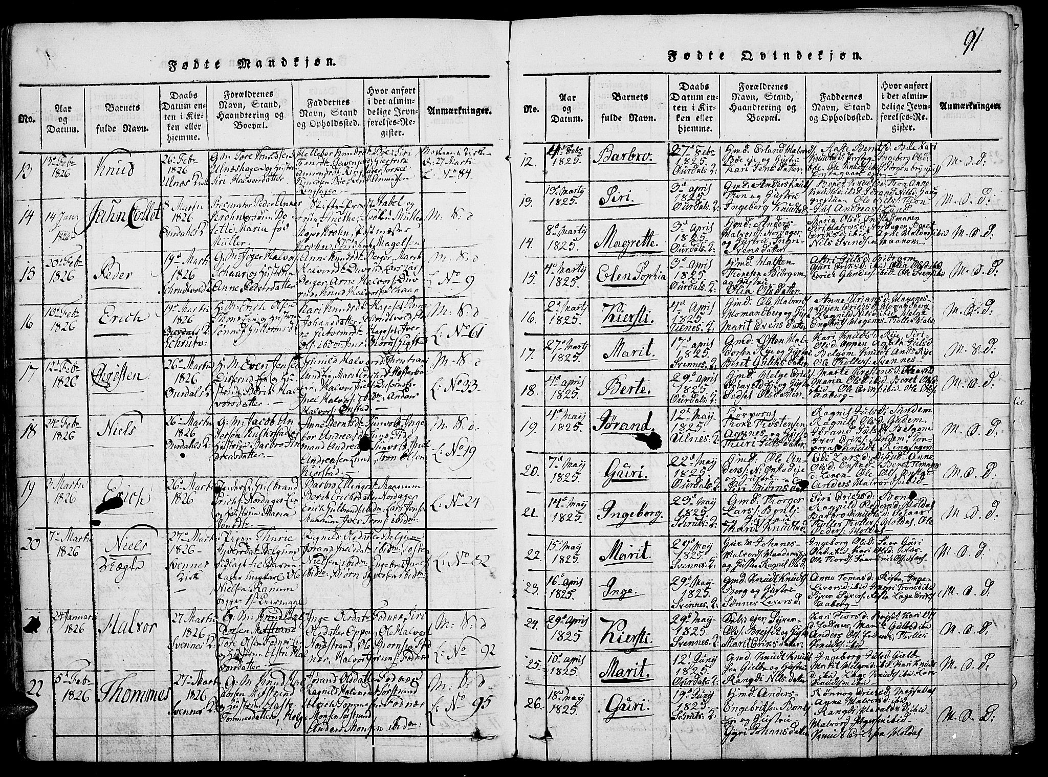 Nord-Aurdal prestekontor, AV/SAH-PREST-132/H/Ha/Haa/L0002: Parish register (official) no. 2, 1816-1828, p. 91