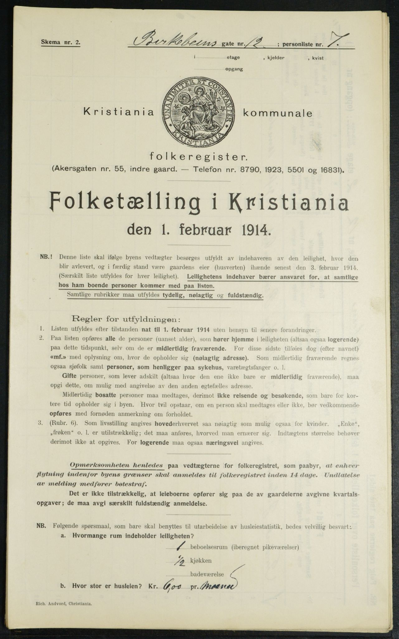 OBA, Municipal Census 1914 for Kristiania, 1914, p. 4978