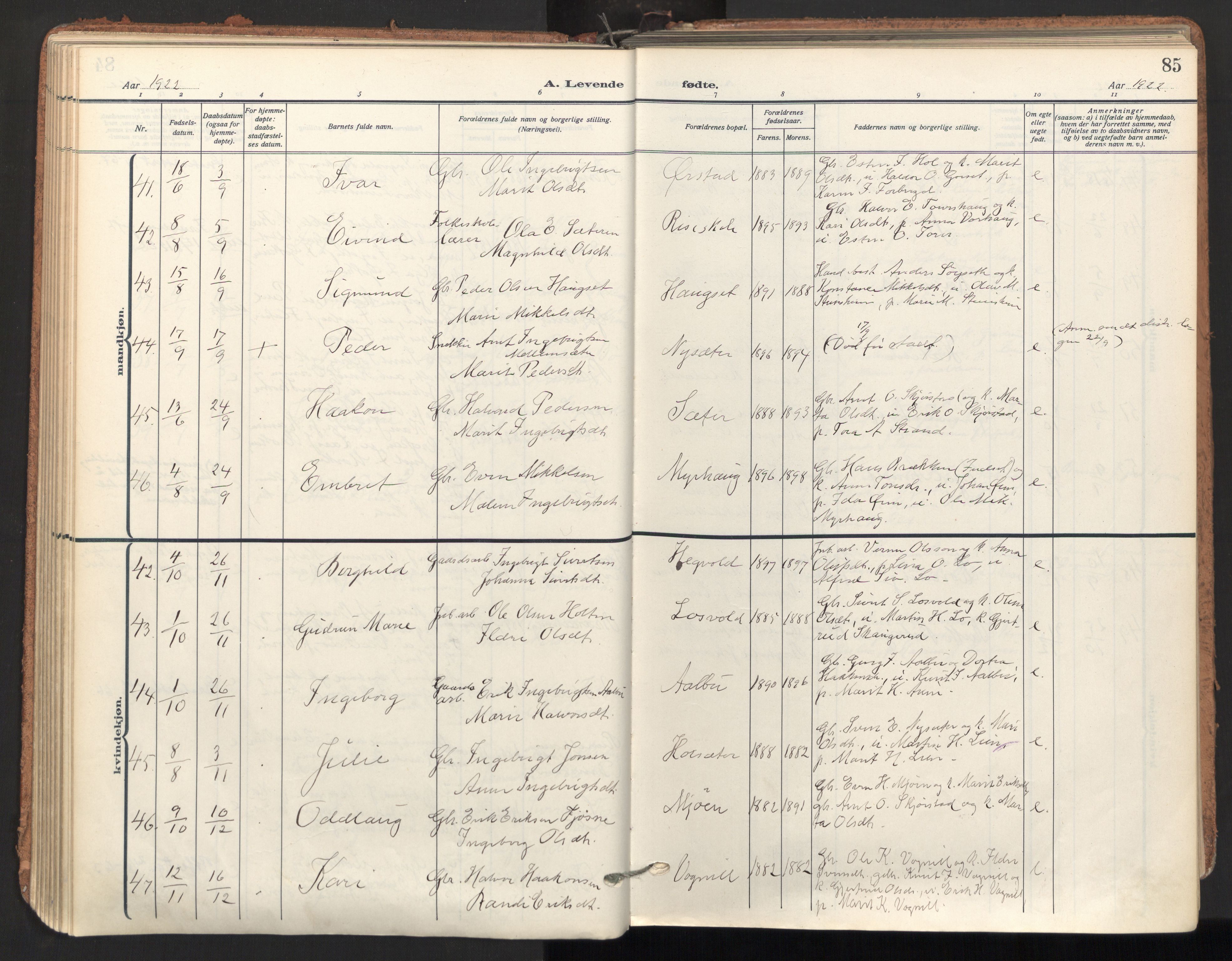 Ministerialprotokoller, klokkerbøker og fødselsregistre - Sør-Trøndelag, AV/SAT-A-1456/678/L0909: Parish register (official) no. 678A17, 1912-1930, p. 85