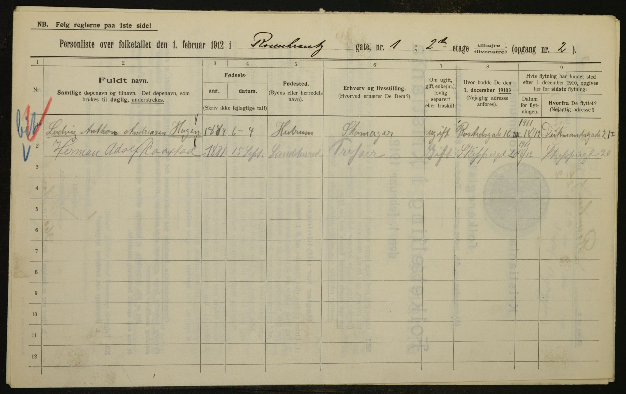 OBA, Municipal Census 1912 for Kristiania, 1912, p. 83991