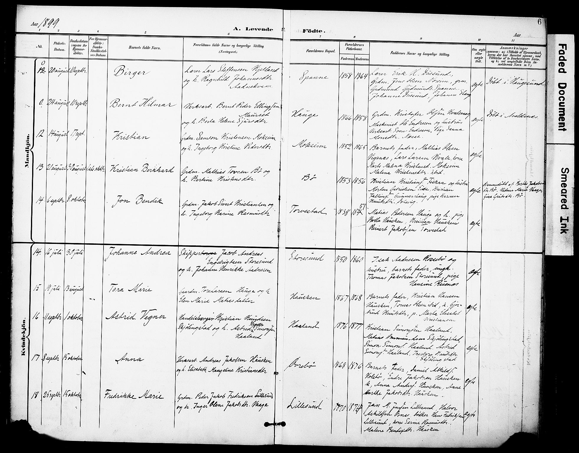 Torvastad sokneprestkontor, AV/SAST-A -101857/H/Ha/Haa/L0017: Parish register (official) no. A 16, 1899-1911, p. 6