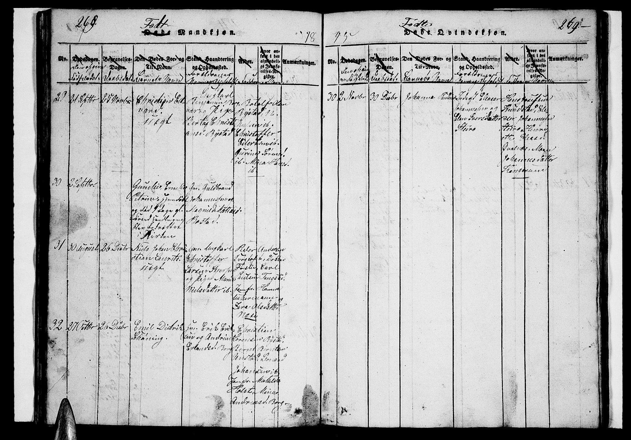 Ministerialprotokoller, klokkerbøker og fødselsregistre - Nordland, SAT/A-1459/880/L1139: Parish register (copy) no. 880C01, 1836-1857, p. 268-269