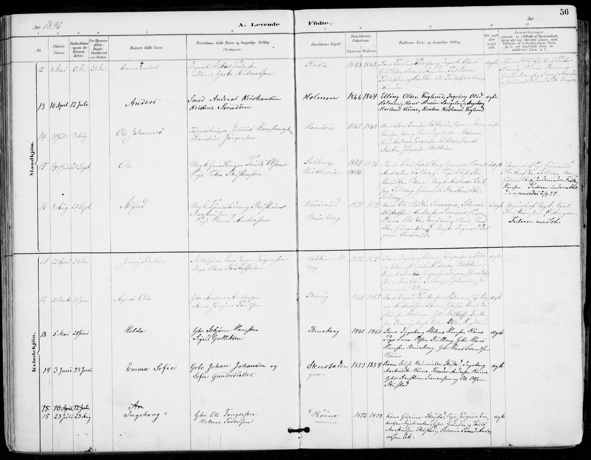 Sylling kirkebøker, AV/SAKO-A-247/F/Fa/L0001: Parish register (official) no. 1, 1883-1910, p. 56