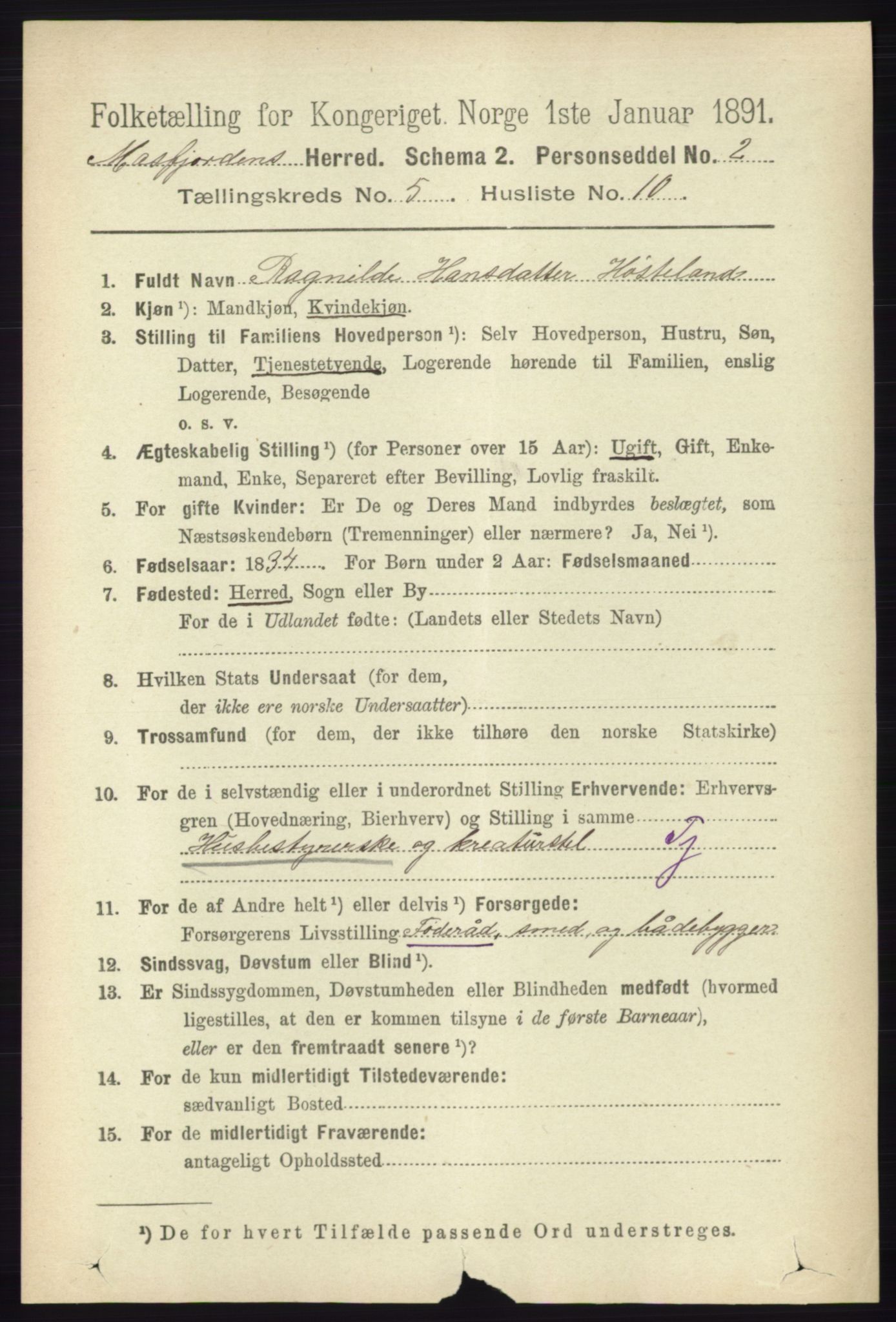 RA, 1891 census for 1266 Masfjorden, 1891, p. 920