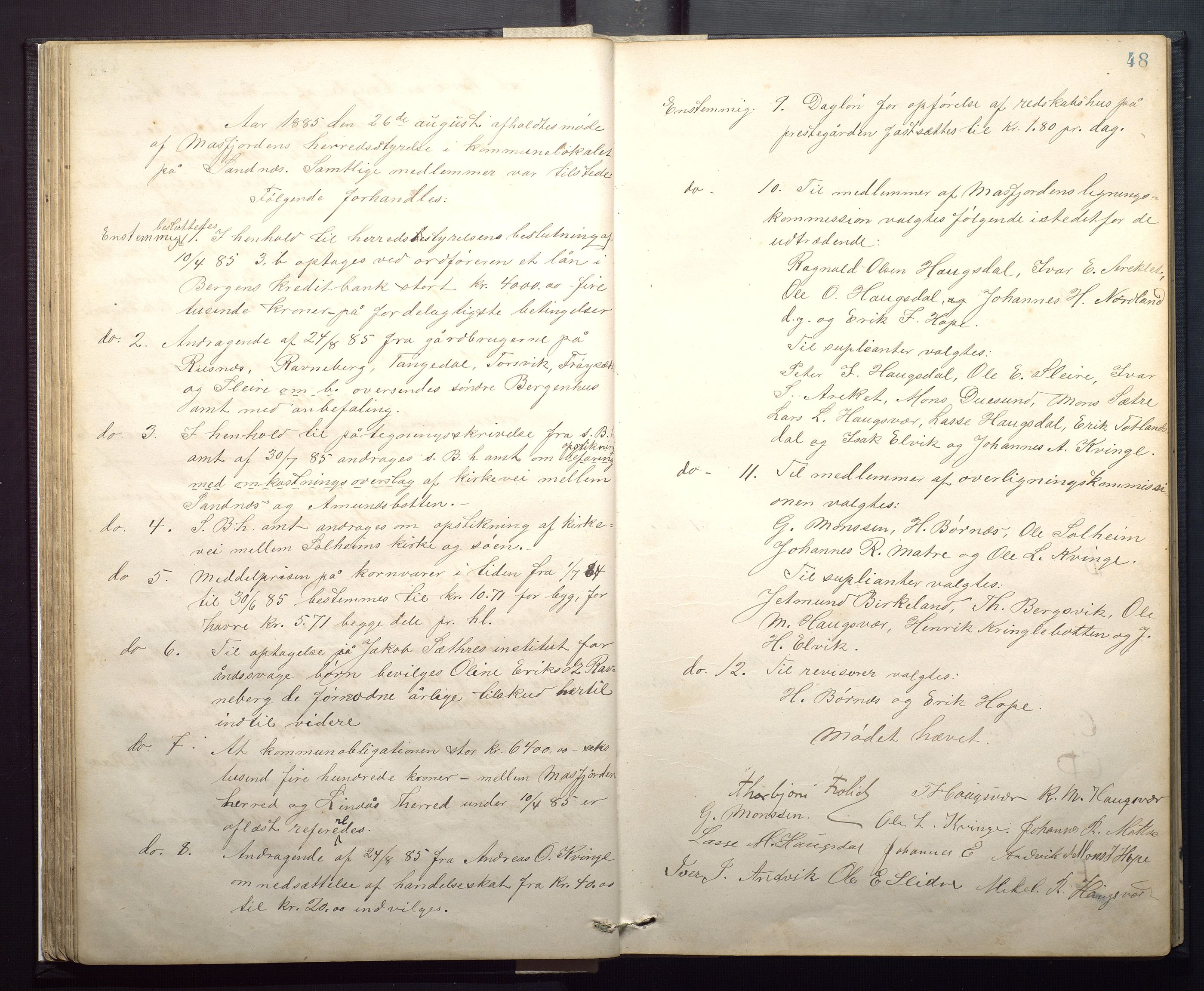 Masfjorden kommune. Formannskapet, IKAH/1266-021/A/Aa/L0001: Møtebok for Masfjorden formannskap og heradsstyre, 1879-1904, p. 48