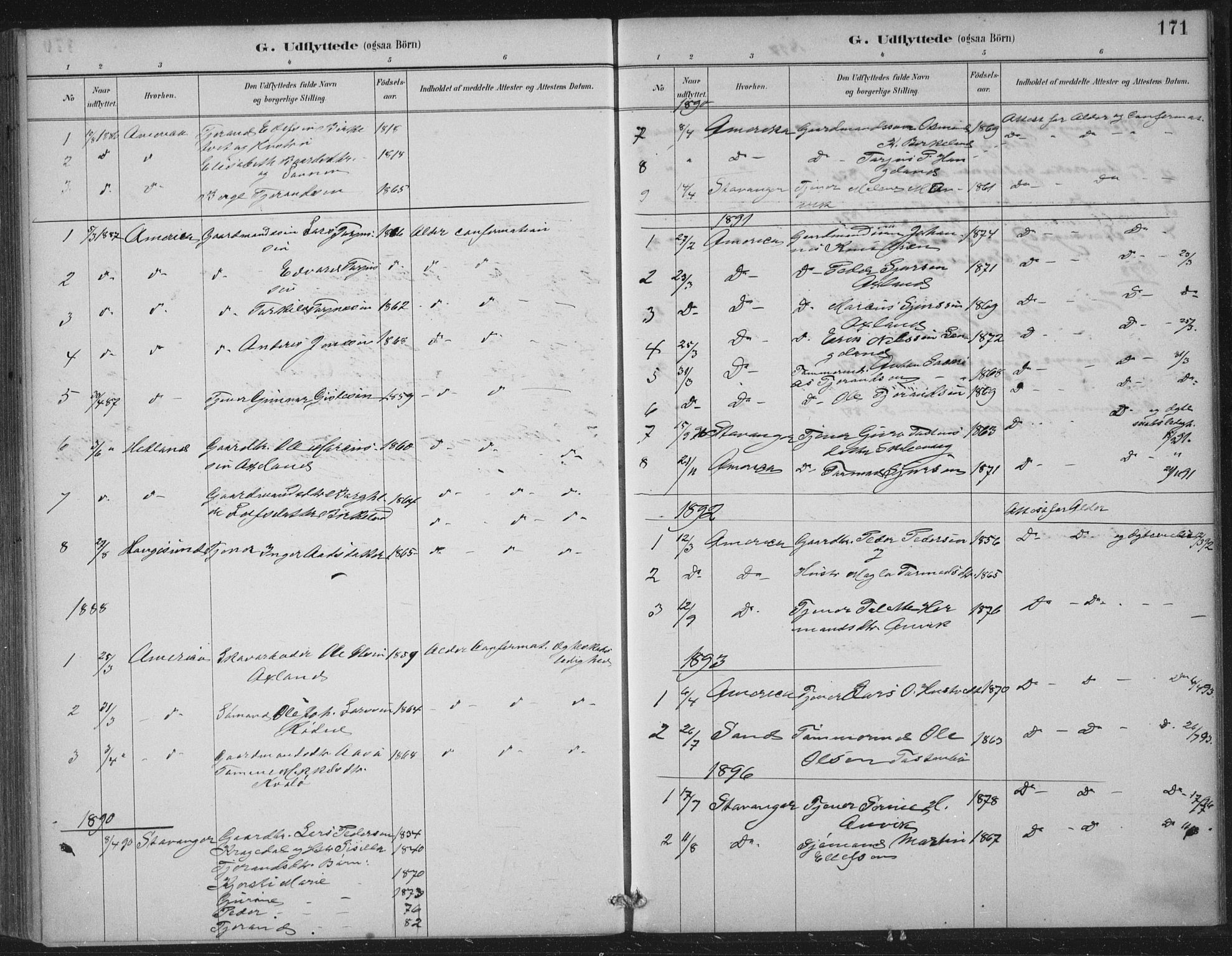 Vikedal sokneprestkontor, AV/SAST-A-101840/01/IV: Parish register (official) no. A 12, 1886-1929, p. 171