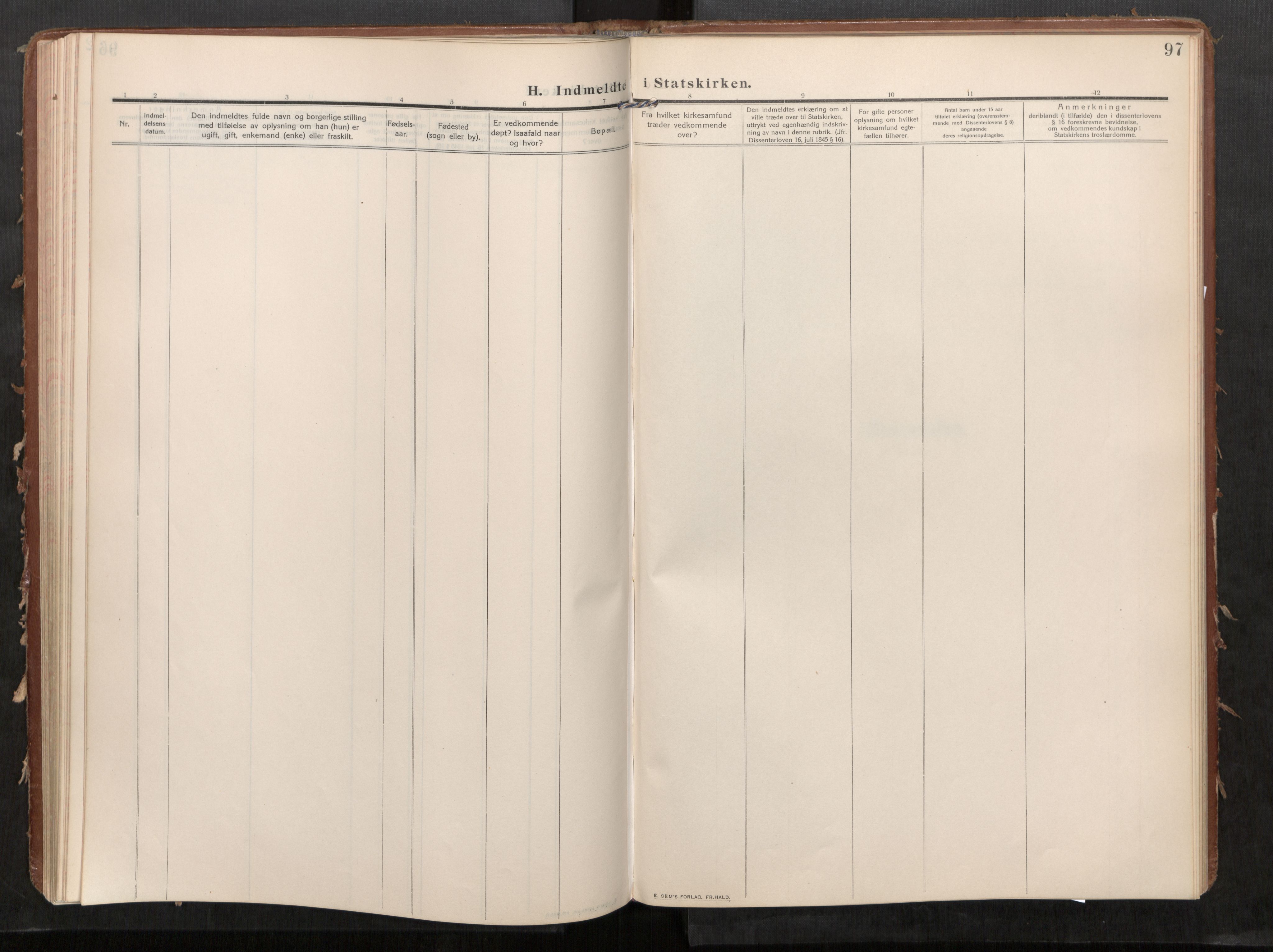 Stod sokneprestkontor, SAT/A-1164/1/I/I1/I1a/L0002: Parish register (official) no. 2, 1909-1922, p. 97