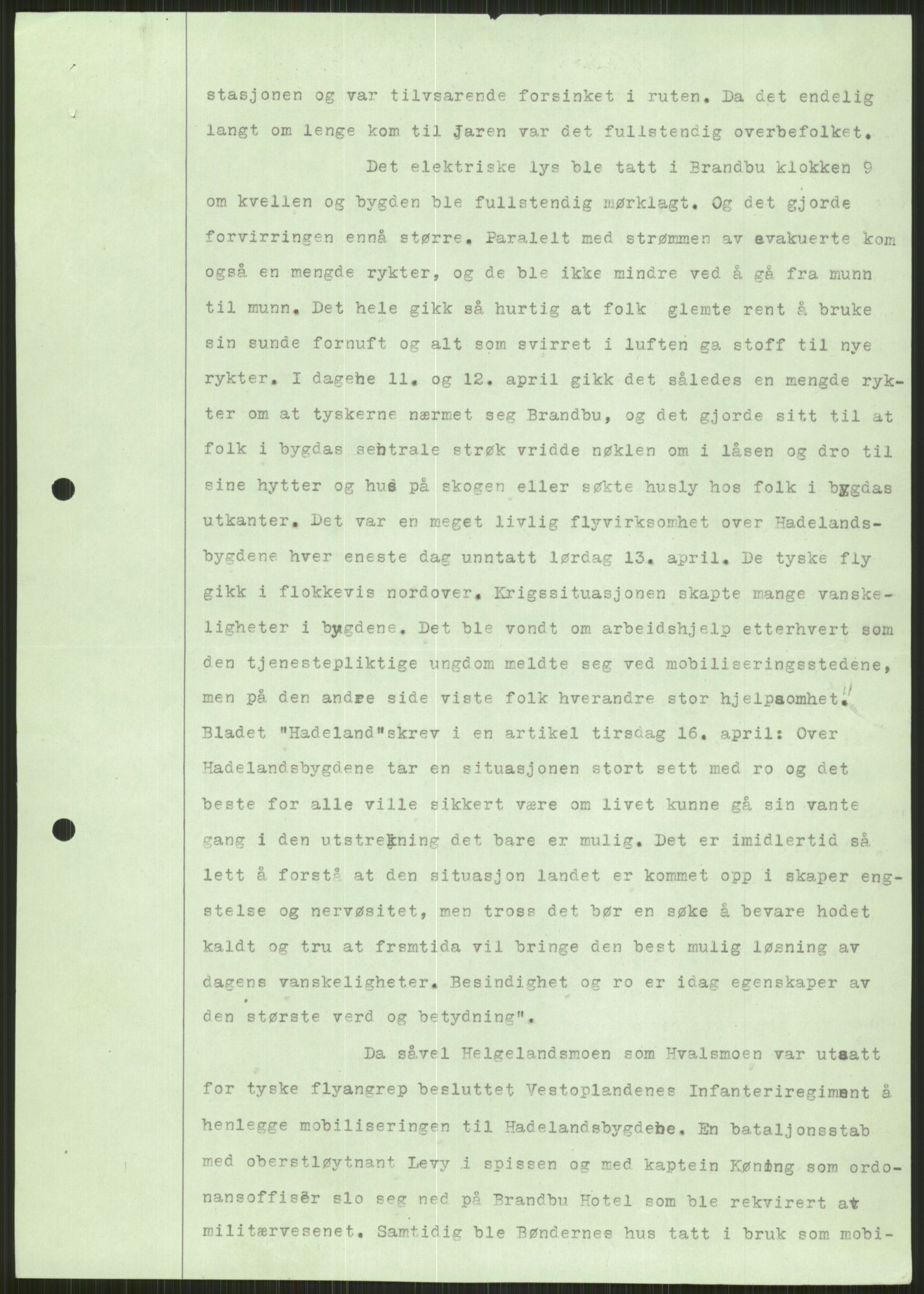 Forsvaret, Forsvarets krigshistoriske avdeling, AV/RA-RAFA-2017/Y/Ya/L0014: II-C-11-31 - Fylkesmenn.  Rapporter om krigsbegivenhetene 1940., 1940, p. 142