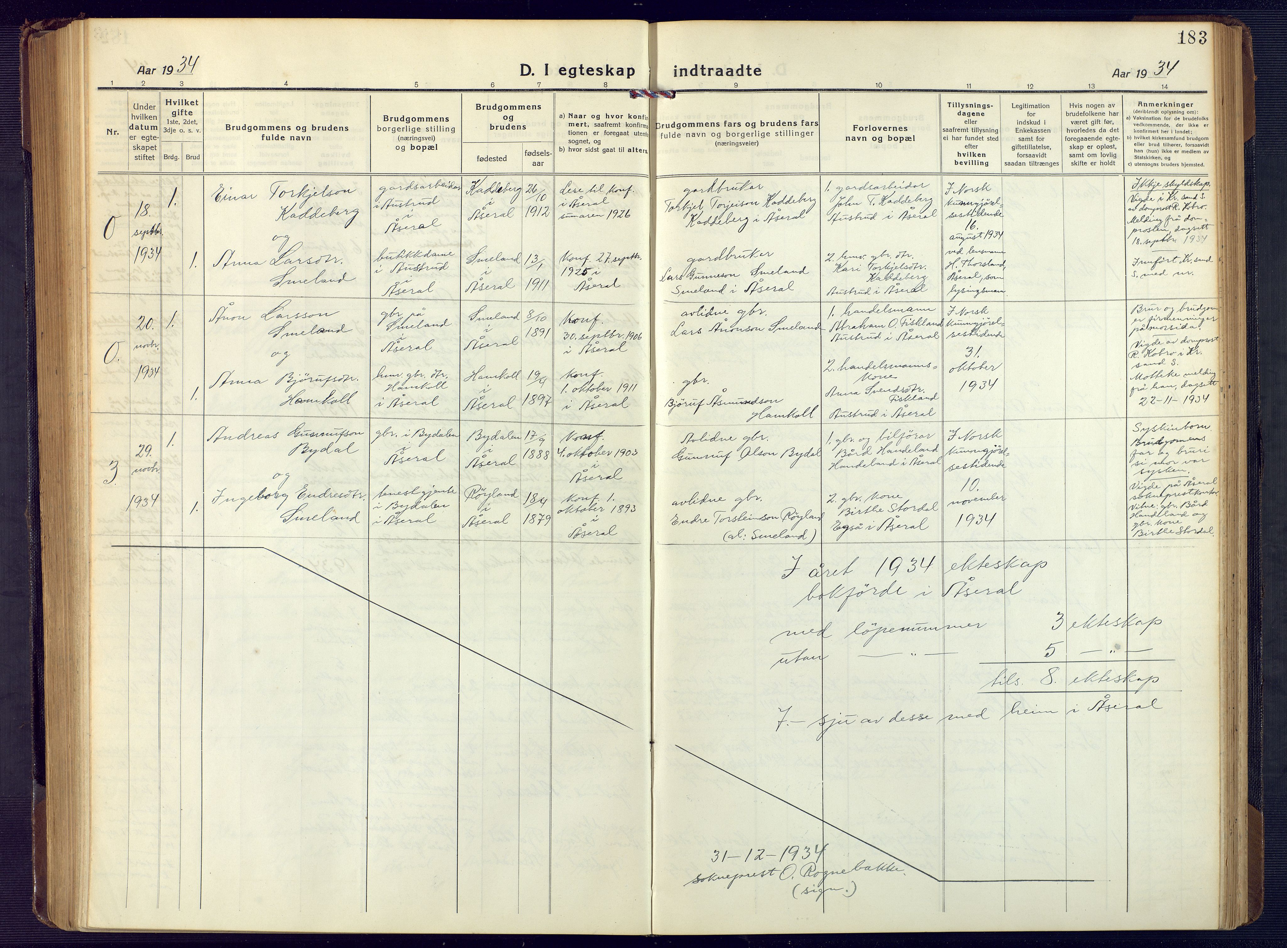 Åseral sokneprestkontor, AV/SAK-1111-0051/F/Fb/L0004: Parish register (copy) no. B 4, 1920-1946, p. 183