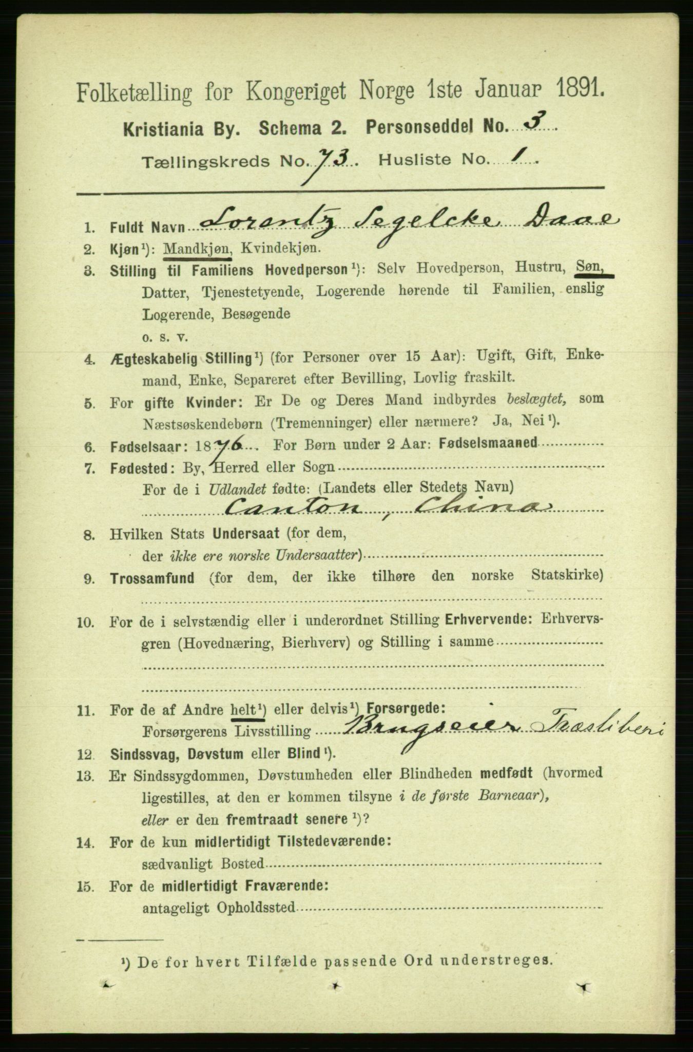 RA, 1891 census for 0301 Kristiania, 1891, p. 39425