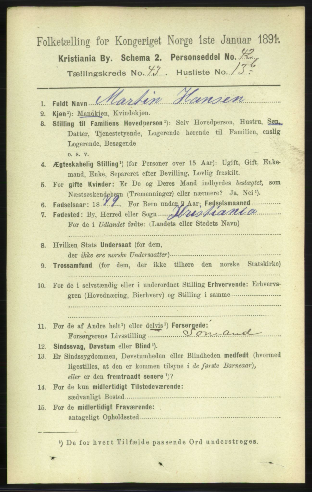 RA, 1891 census for 0301 Kristiania, 1891, p. 26135