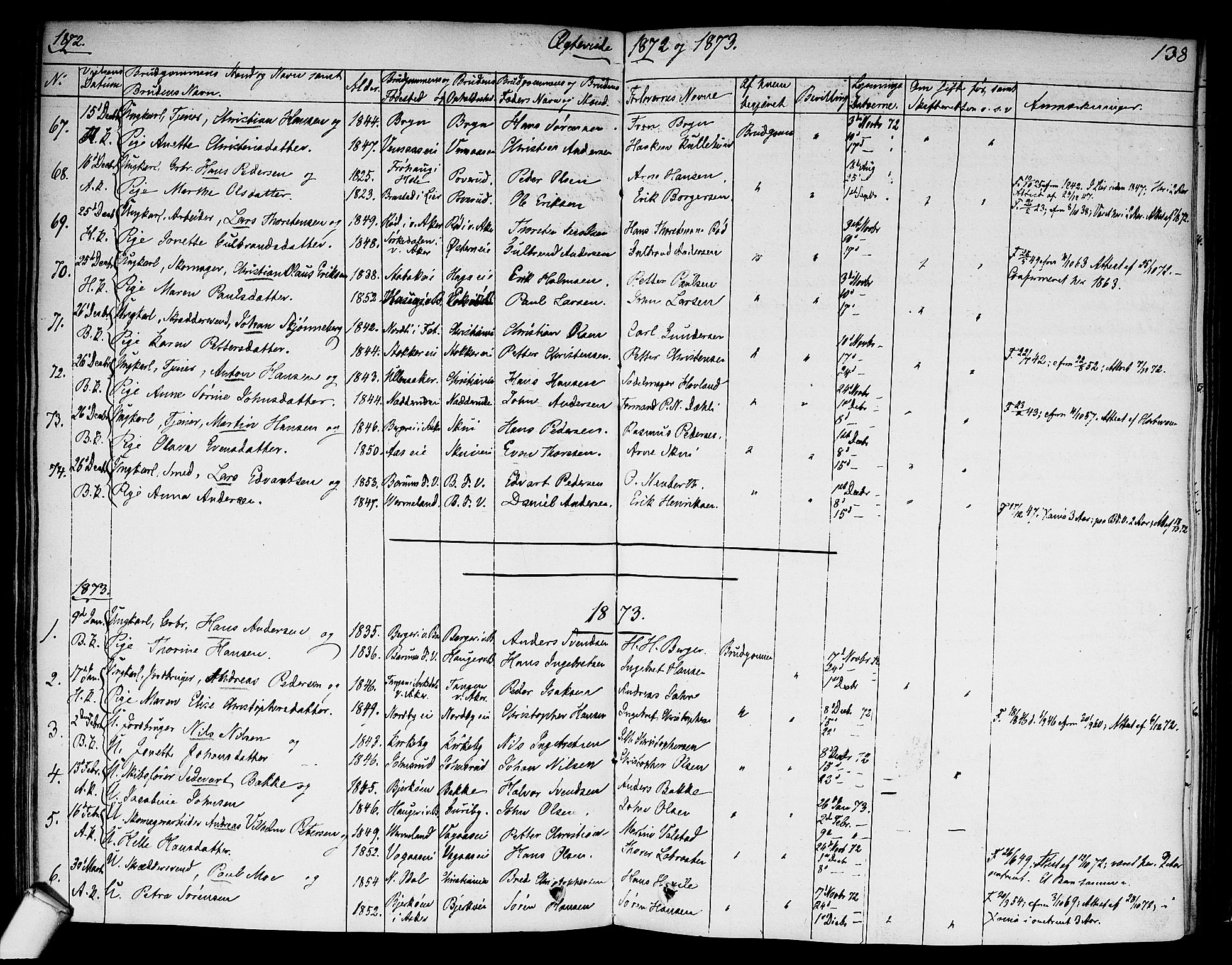 Asker prestekontor Kirkebøker, SAO/A-10256a/F/Fa/L0010: Parish register (official) no. I 10, 1825-1878, p. 138