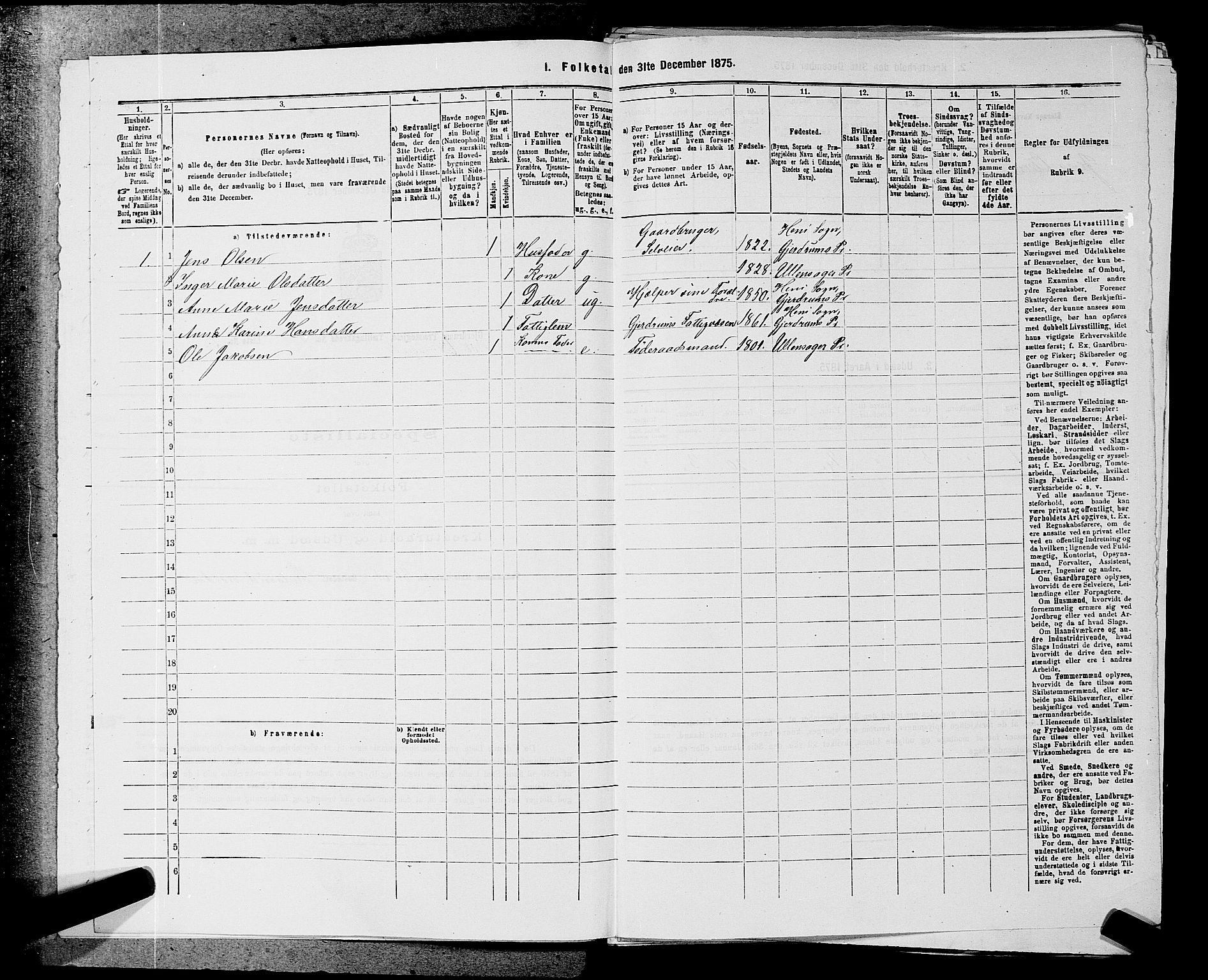 RA, 1875 census for 0234P Gjerdrum, 1875, p. 386