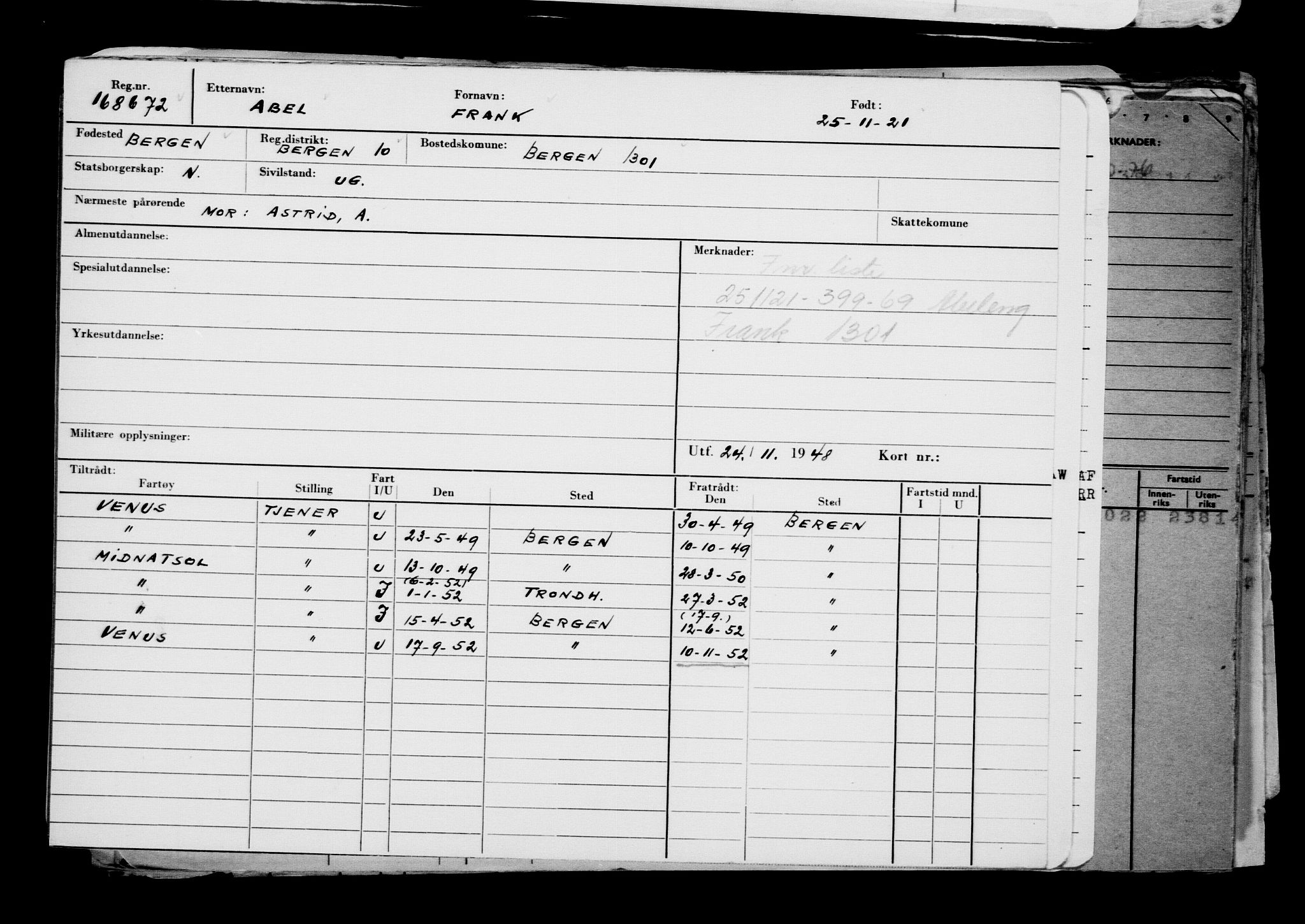 Direktoratet for sjømenn, RA/S-3545/G/Gb/L0200: Hovedkort, 1921, p. 219