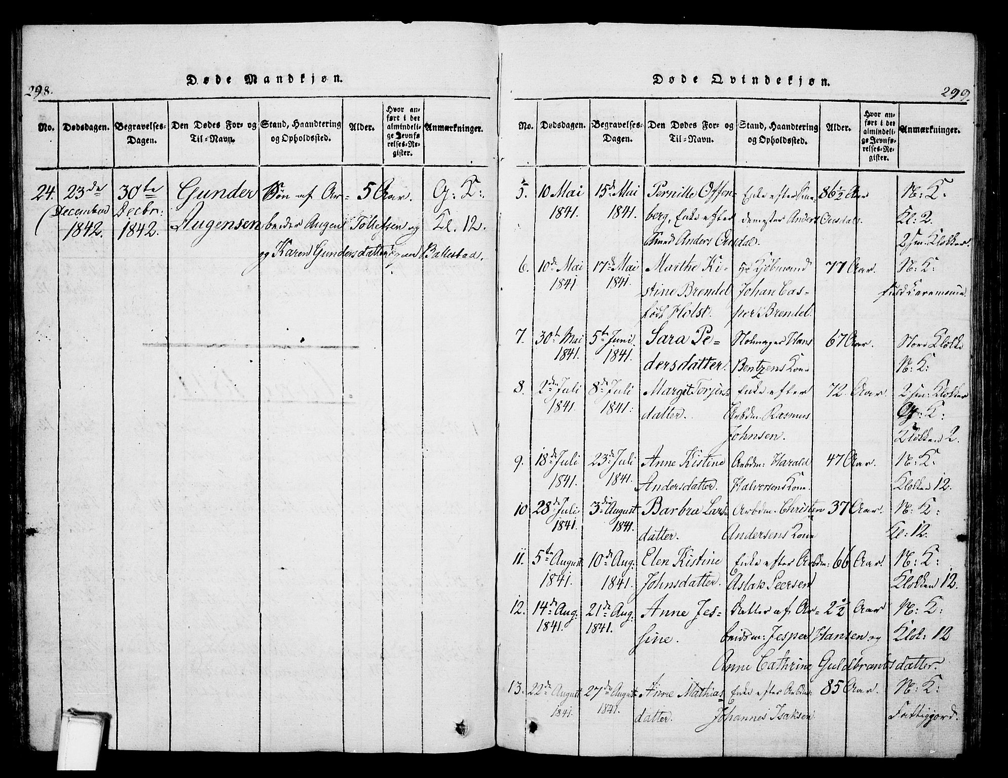 Skien kirkebøker, SAKO/A-302/G/Ga/L0002: Parish register (copy) no. 2, 1814-1842, p. 298-299