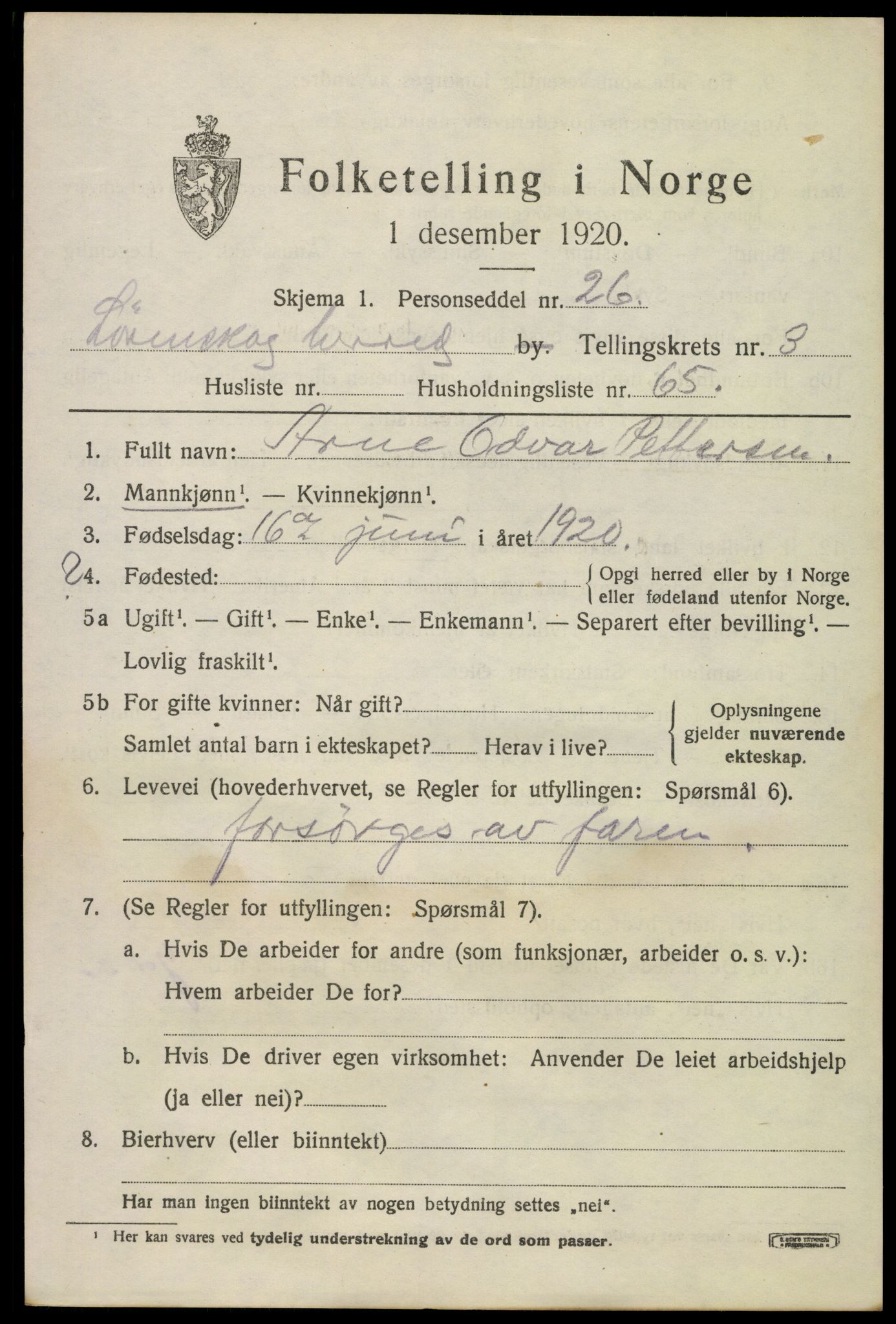 SAO, 1920 census for Lørenskog, 1920, p. 3435