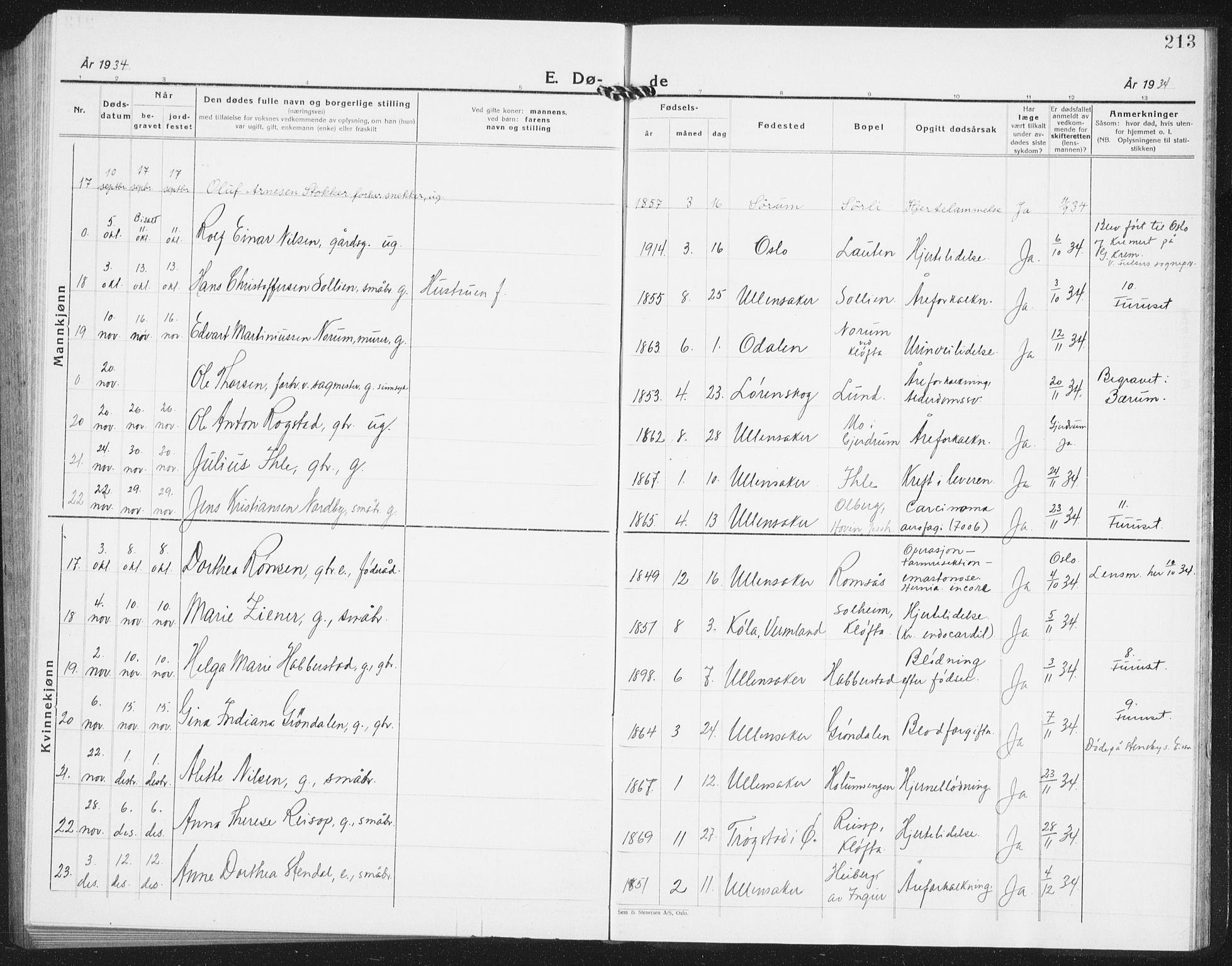 Ullensaker prestekontor Kirkebøker, AV/SAO-A-10236a/G/Ga/L0004: Parish register (copy) no. I 4, 1930-1942, p. 213