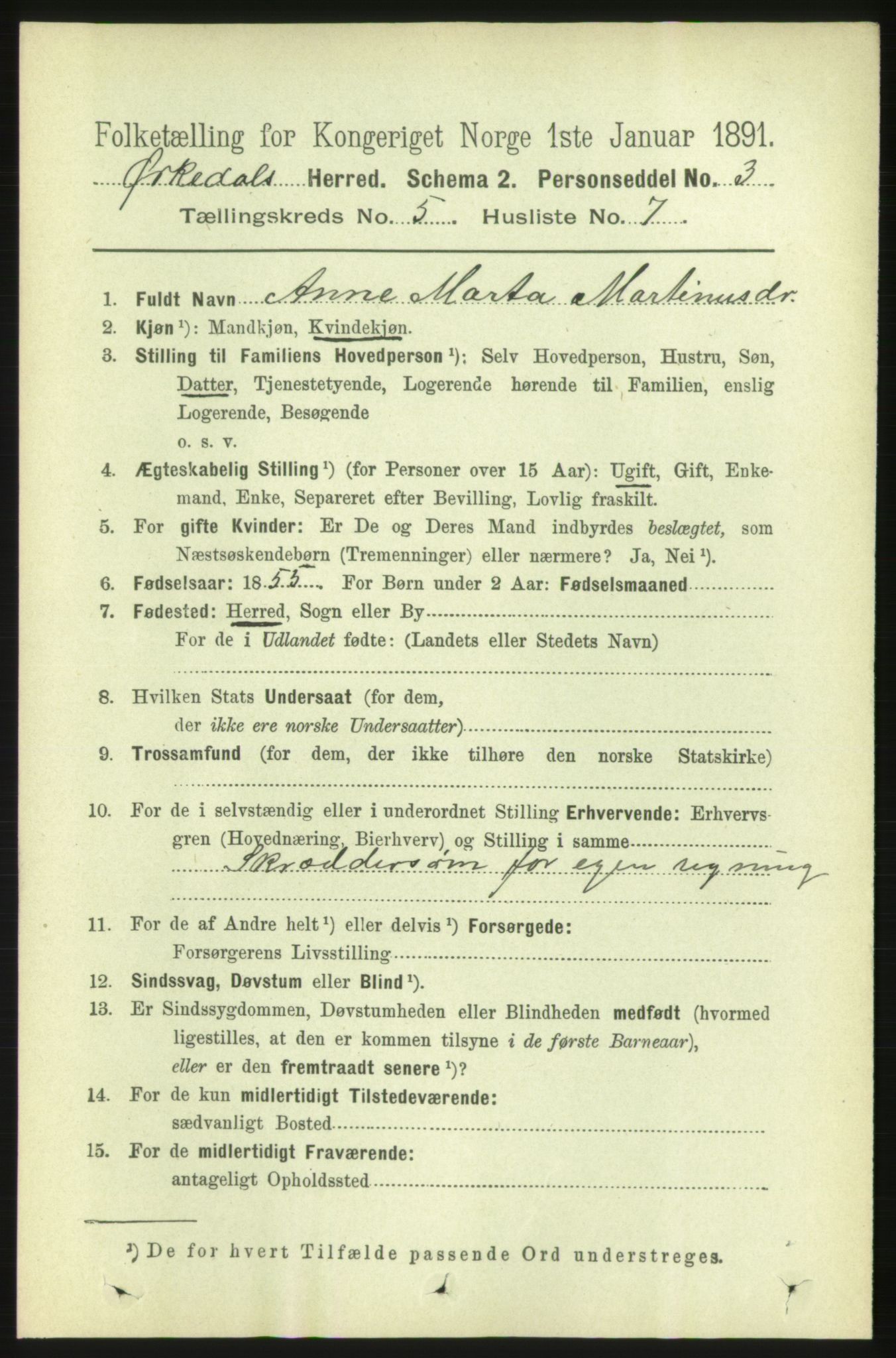 RA, 1891 census for 1638 Orkdal, 1891, p. 2553