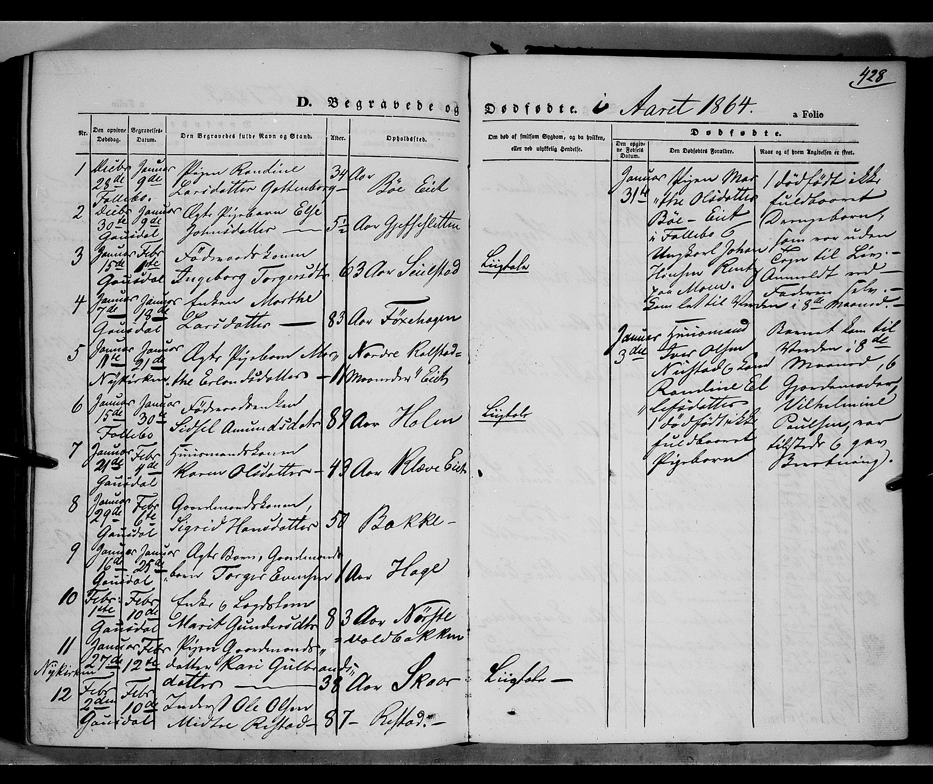 Gausdal prestekontor, SAH/PREST-090/H/Ha/Haa/L0009: Parish register (official) no. 9, 1862-1873, p. 428