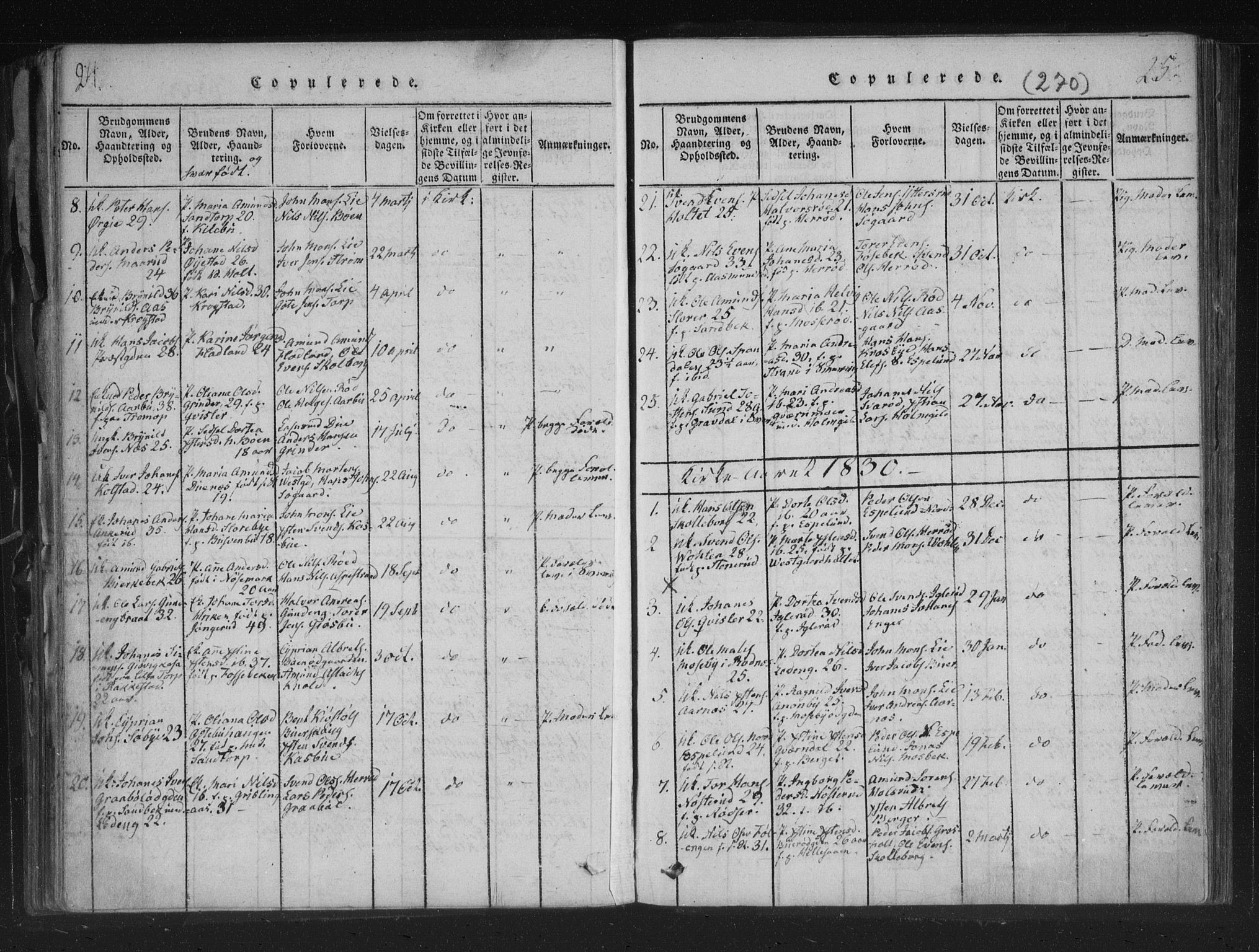 Aremark prestekontor Kirkebøker, SAO/A-10899/F/Fc/L0001: Parish register (official) no. III 1, 1814-1834, p. 24-25