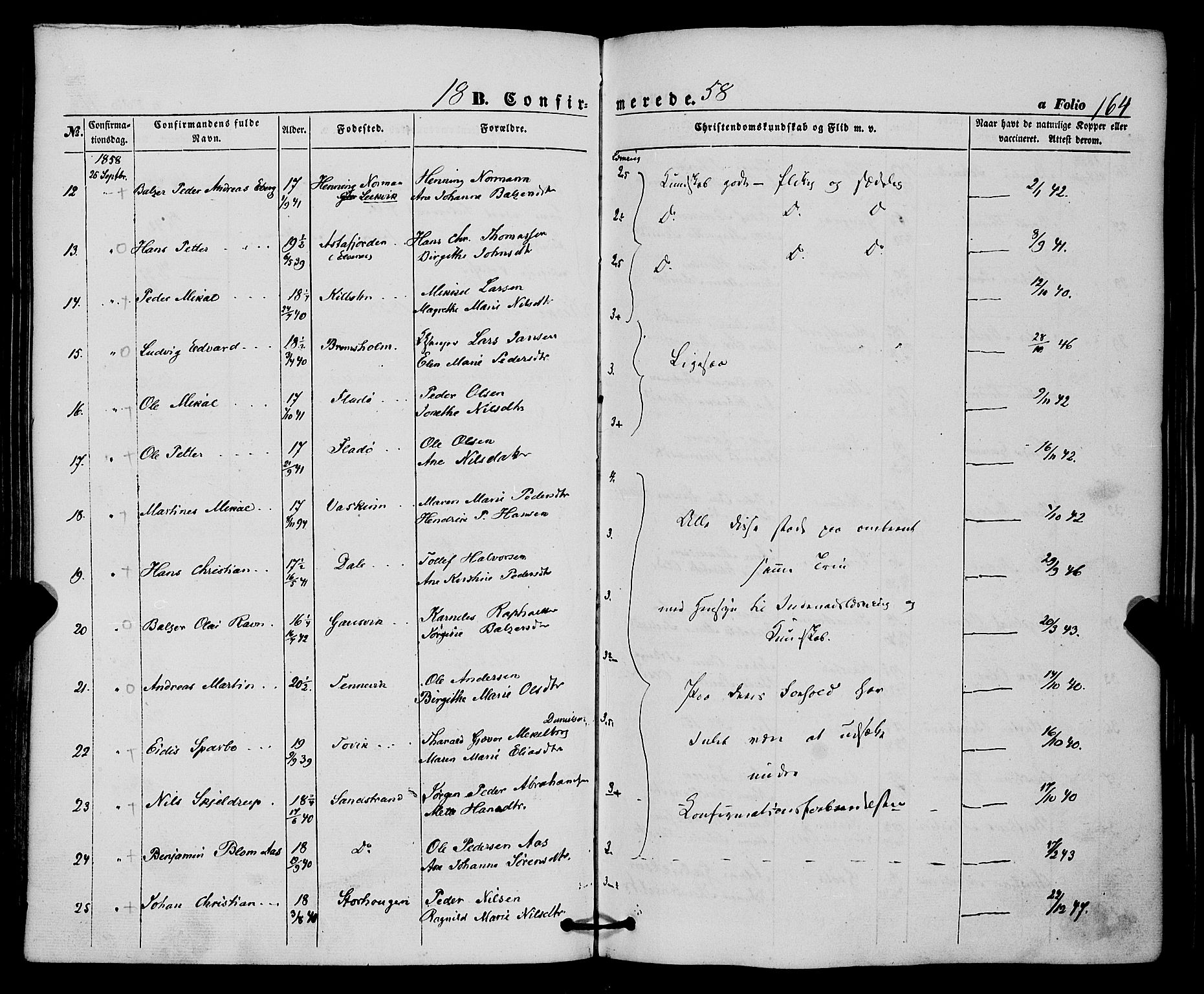 Trondenes sokneprestkontor, SATØ/S-1319/H/Ha/L0011kirke: Parish register (official) no. 11, 1853-1862, p. 164
