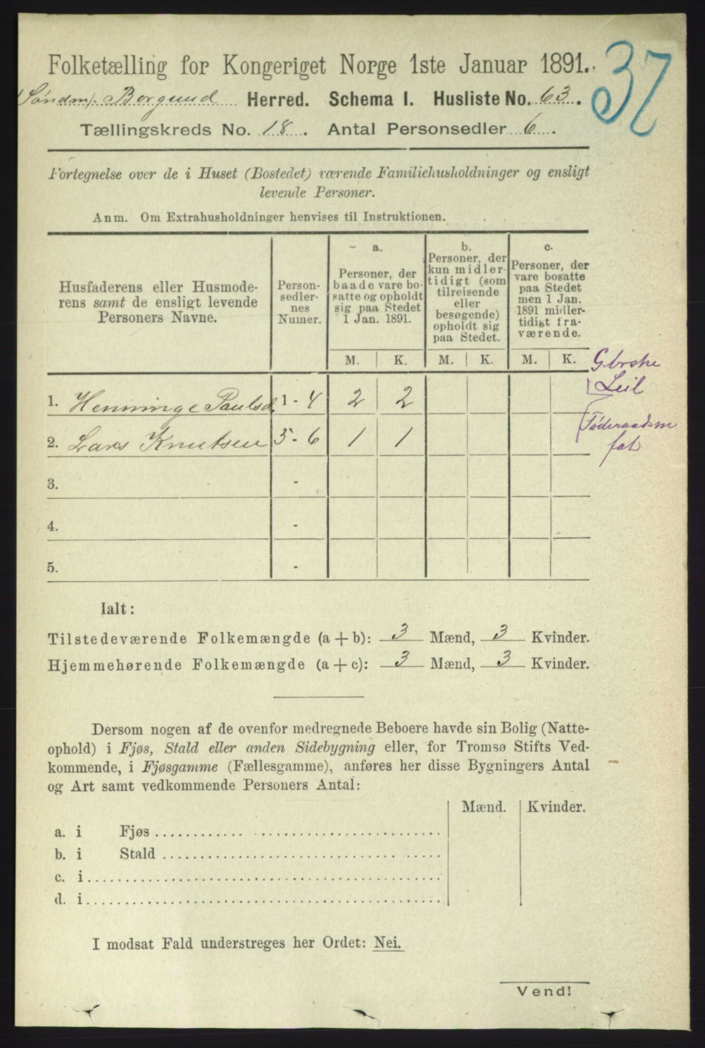 RA, 1891 census for 1531 Borgund, 1891, p. 5477