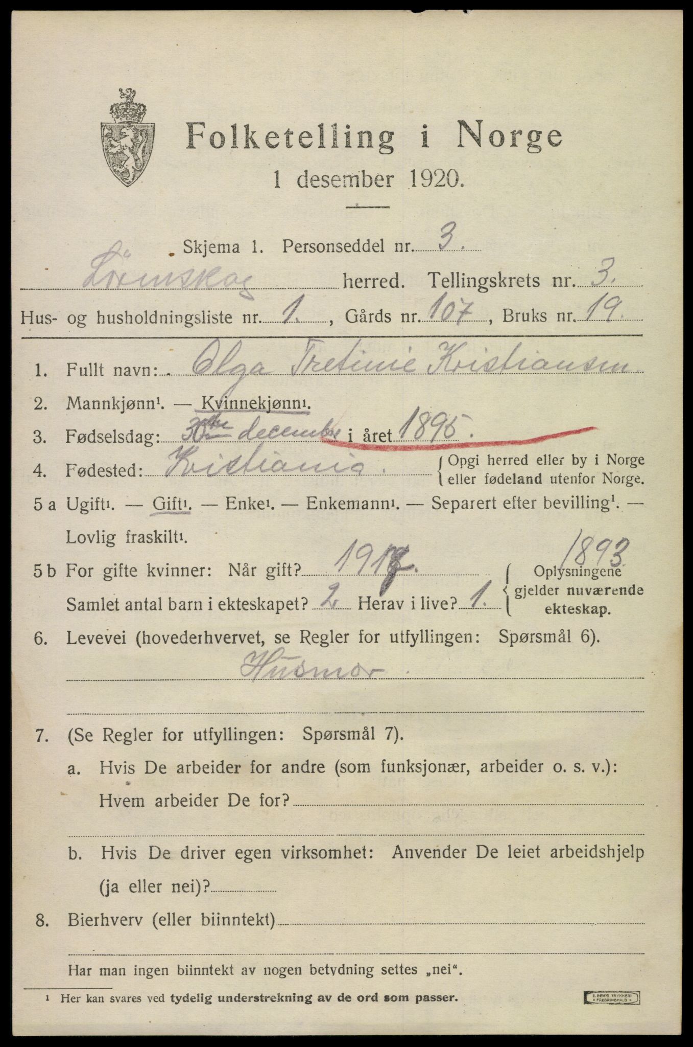 SAO, 1920 census for Lørenskog, 1920, p. 2765