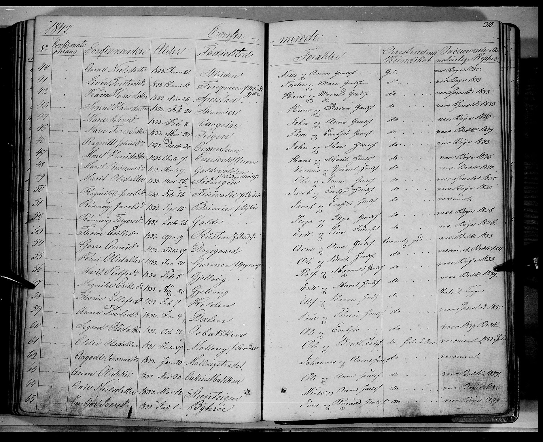 Lom prestekontor, AV/SAH-PREST-070/K/L0006: Parish register (official) no. 6A, 1837-1863, p. 310