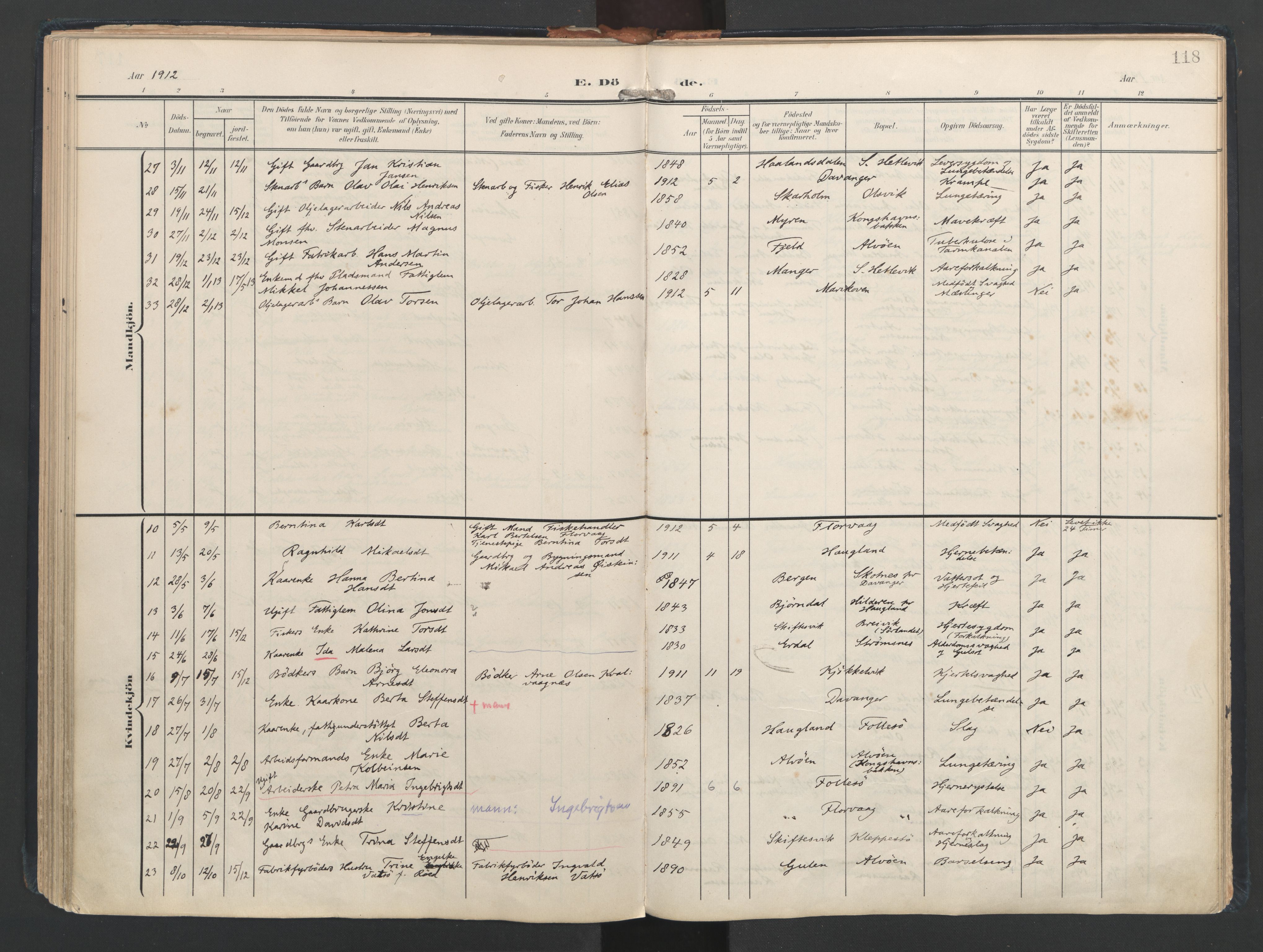 Askøy Sokneprestembete, SAB/A-74101/H/Ha/Haa/Haad/L0001: Parish register (official) no. D 1, 1902-1916, p. 118