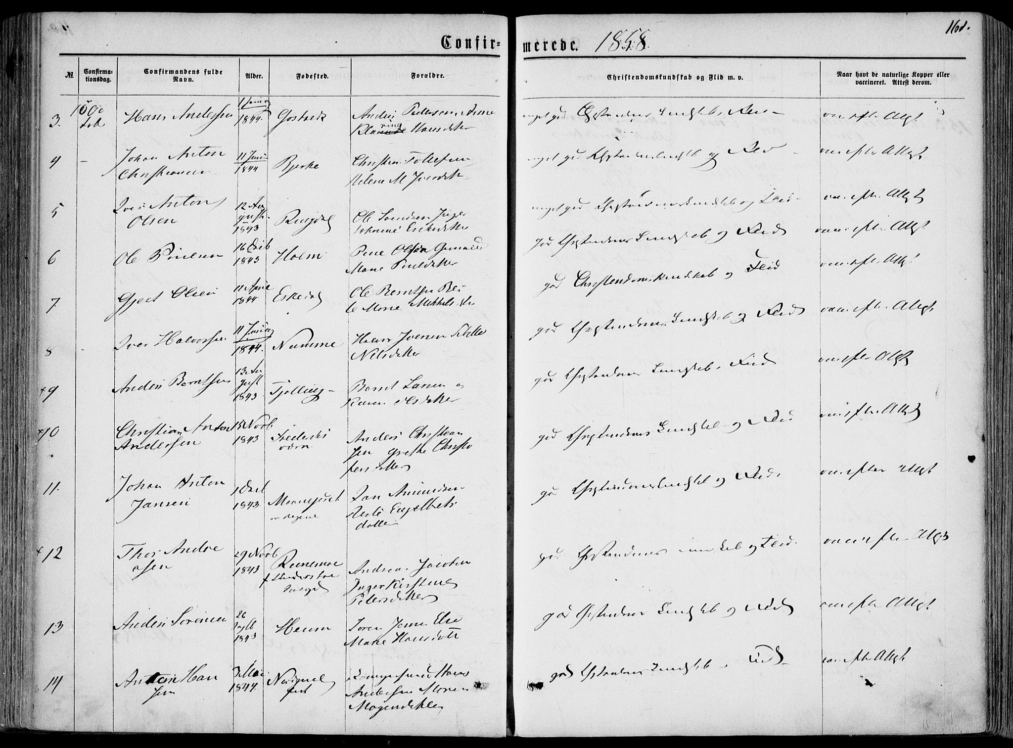 Hedrum kirkebøker, AV/SAKO-A-344/F/Fa/L0007: Parish register (official) no. I 7, 1857-1868, p. 161