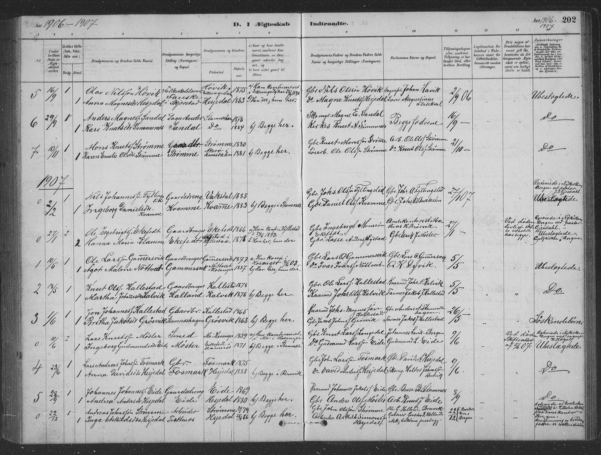 Vaksdal Sokneprestembete, SAB/A-78901/H/Hab: Parish register (copy) no. D 1, 1878-1939, p. 202