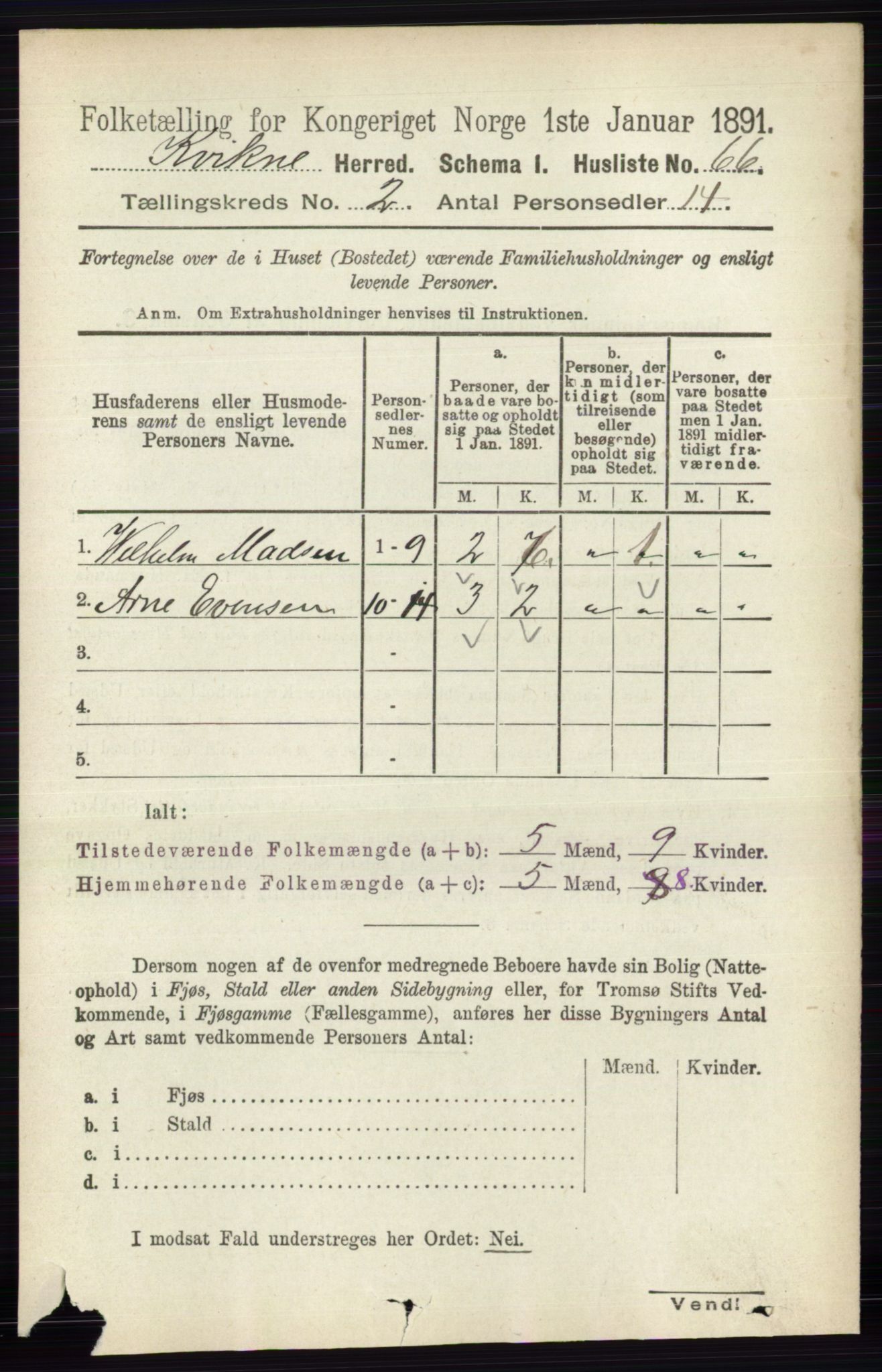 RA, 1891 census for 0440 Kvikne, 1891, p. 295