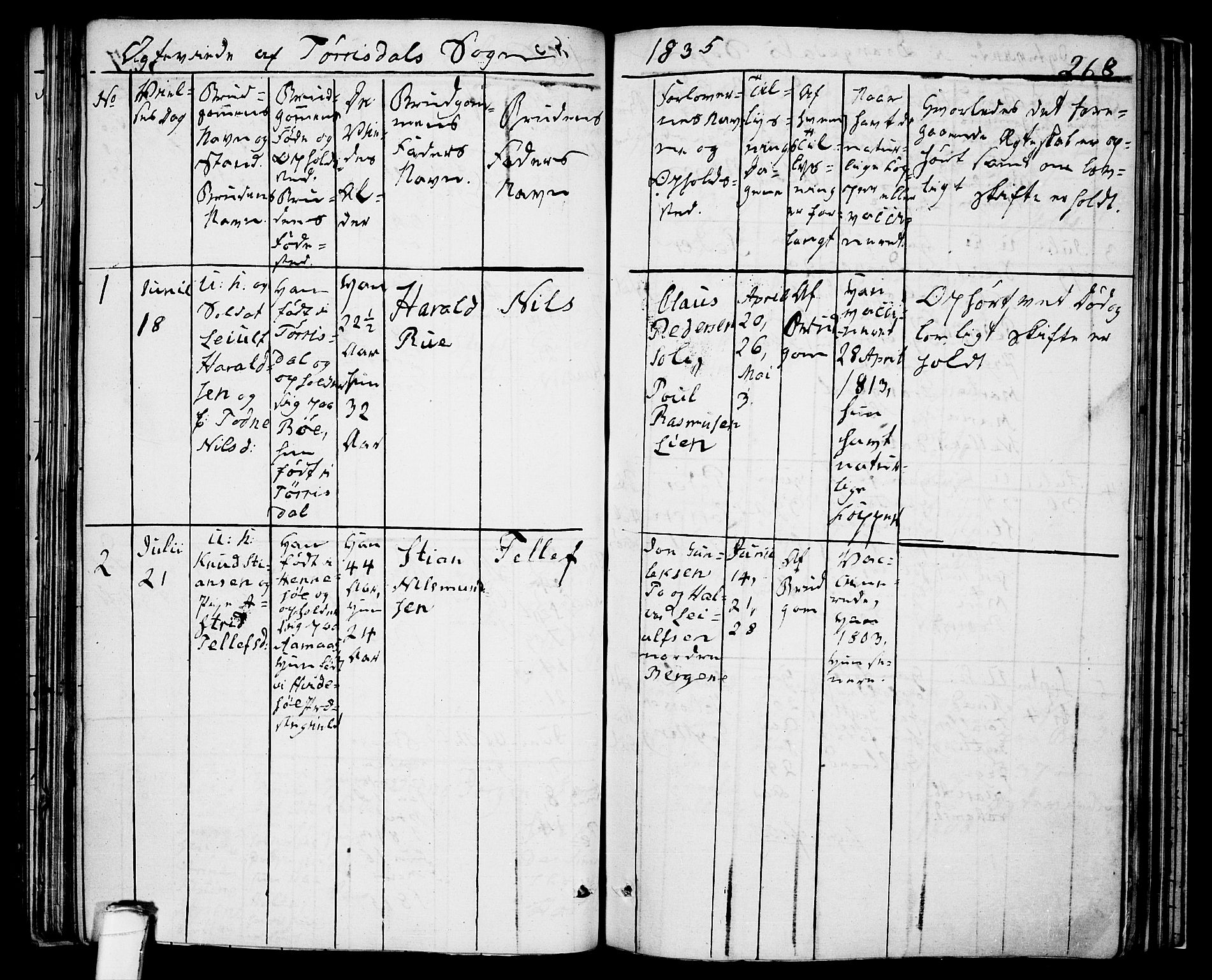 Drangedal kirkebøker, SAKO/A-258/F/Fa/L0006: Parish register (official) no. 6, 1831-1837, p. 268