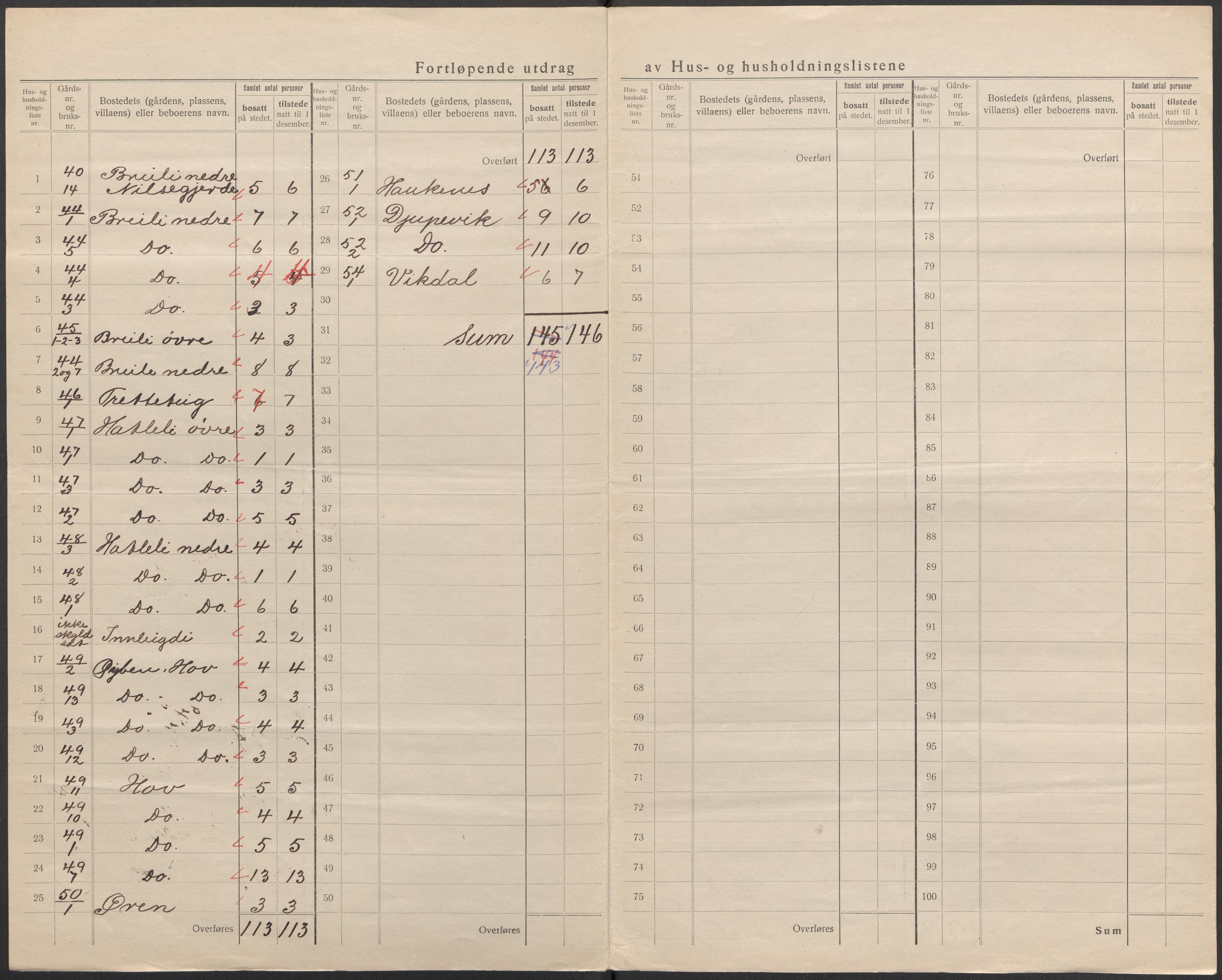 SAB, 1920 census for Leikanger, 1920, p. 26