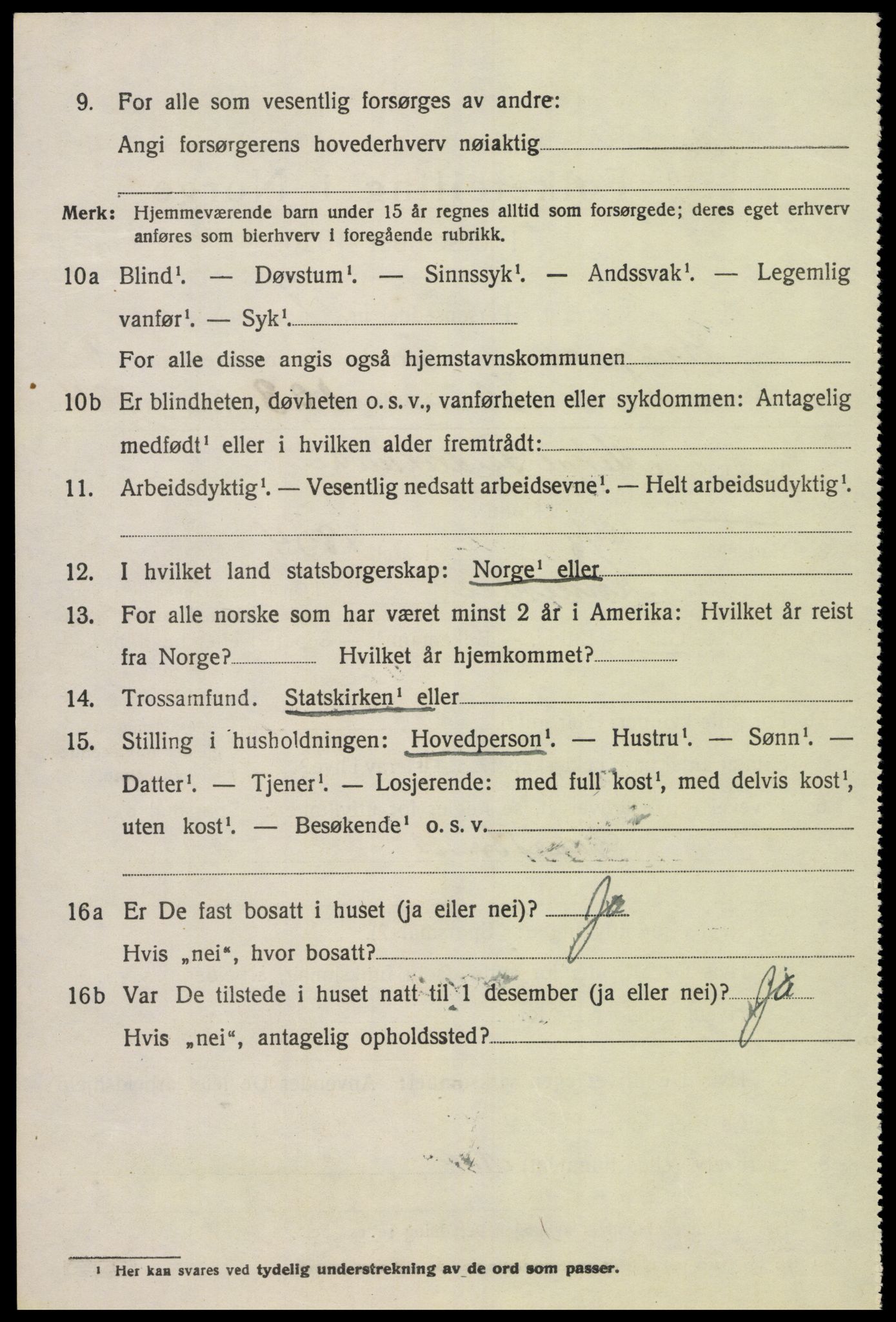 SAK, 1920 census for Lyngdal, 1920, p. 4620