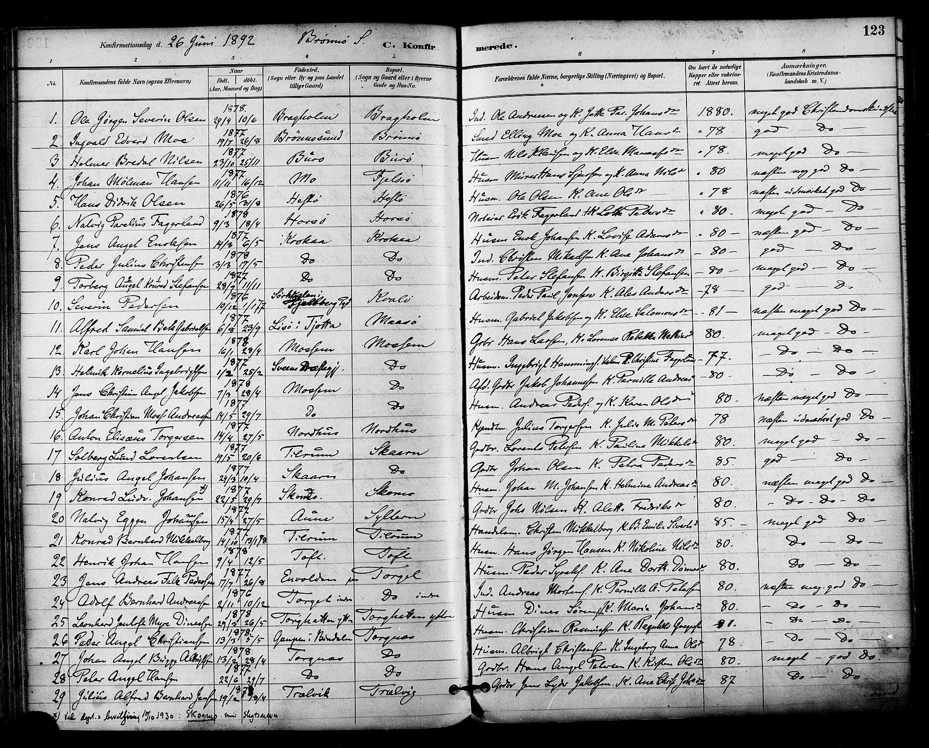 Ministerialprotokoller, klokkerbøker og fødselsregistre - Nordland, SAT/A-1459/813/L0200: Parish register (official) no. 813A10, 1886-1900, p. 123