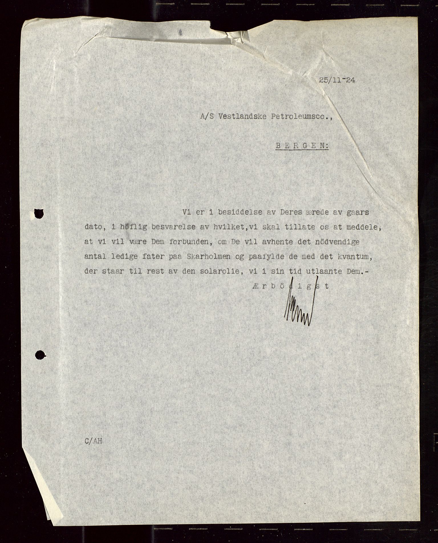 Pa 1521 - A/S Norske Shell, AV/SAST-A-101915/E/Ea/Eaa/L0013: Sjefskorrespondanse, 1924, p. 681