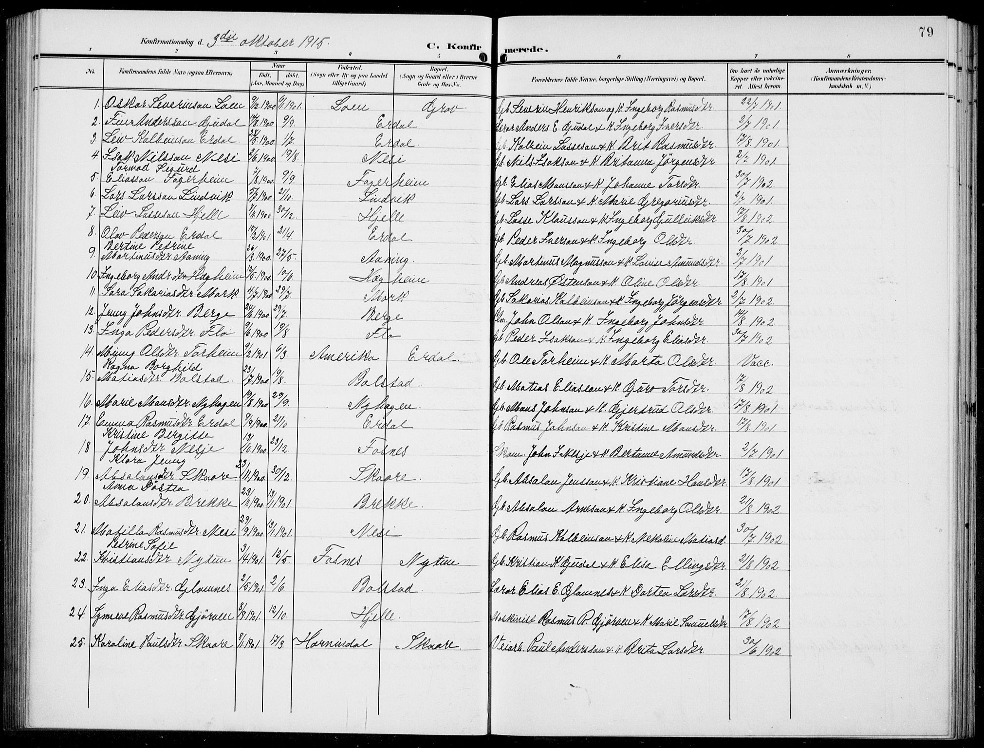 Stryn Sokneprestembete, SAB/A-82501: Parish register (copy) no. C 4, 1905-1936, p. 79