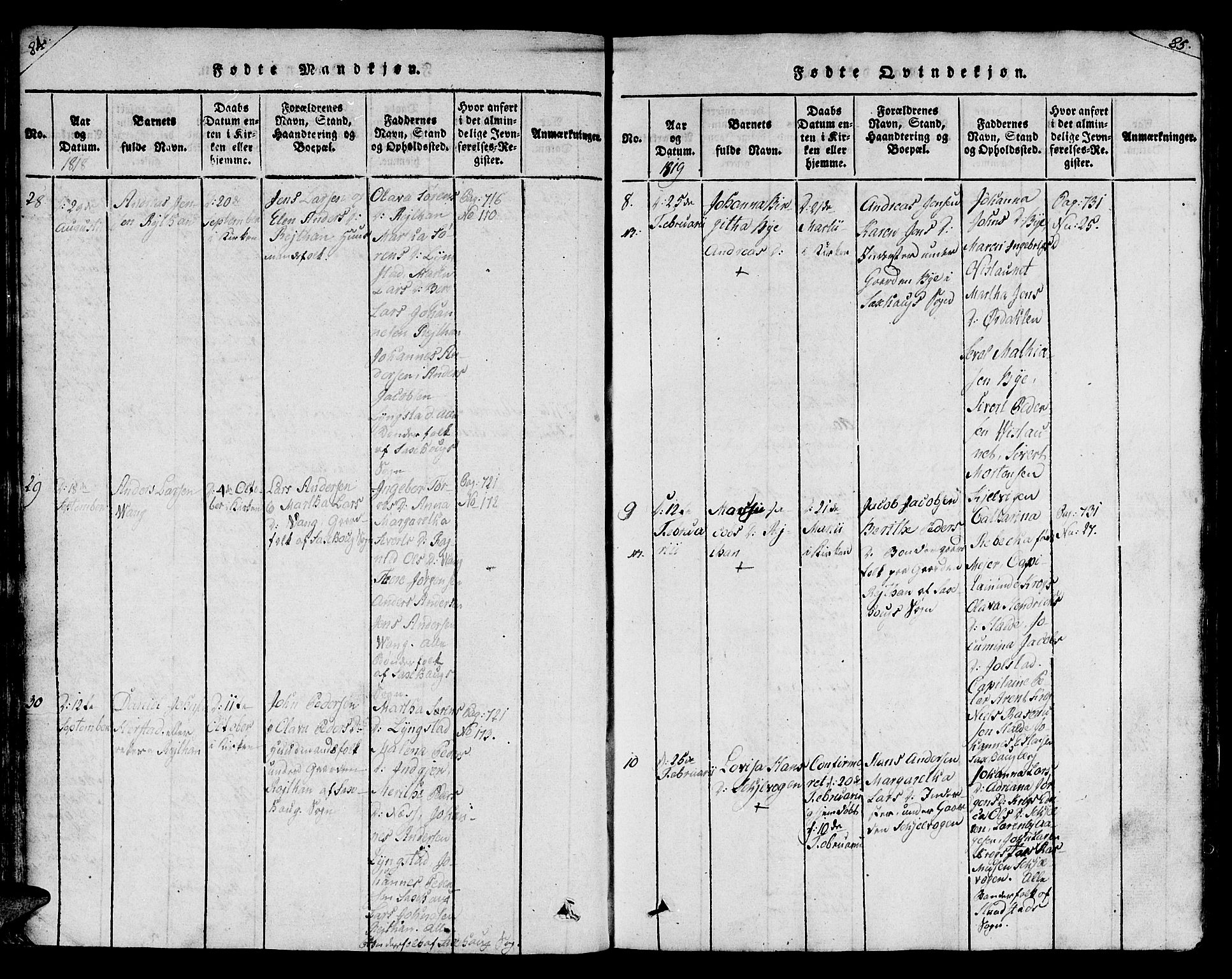 Ministerialprotokoller, klokkerbøker og fødselsregistre - Nord-Trøndelag, AV/SAT-A-1458/730/L0275: Parish register (official) no. 730A04, 1816-1822, p. 84-85