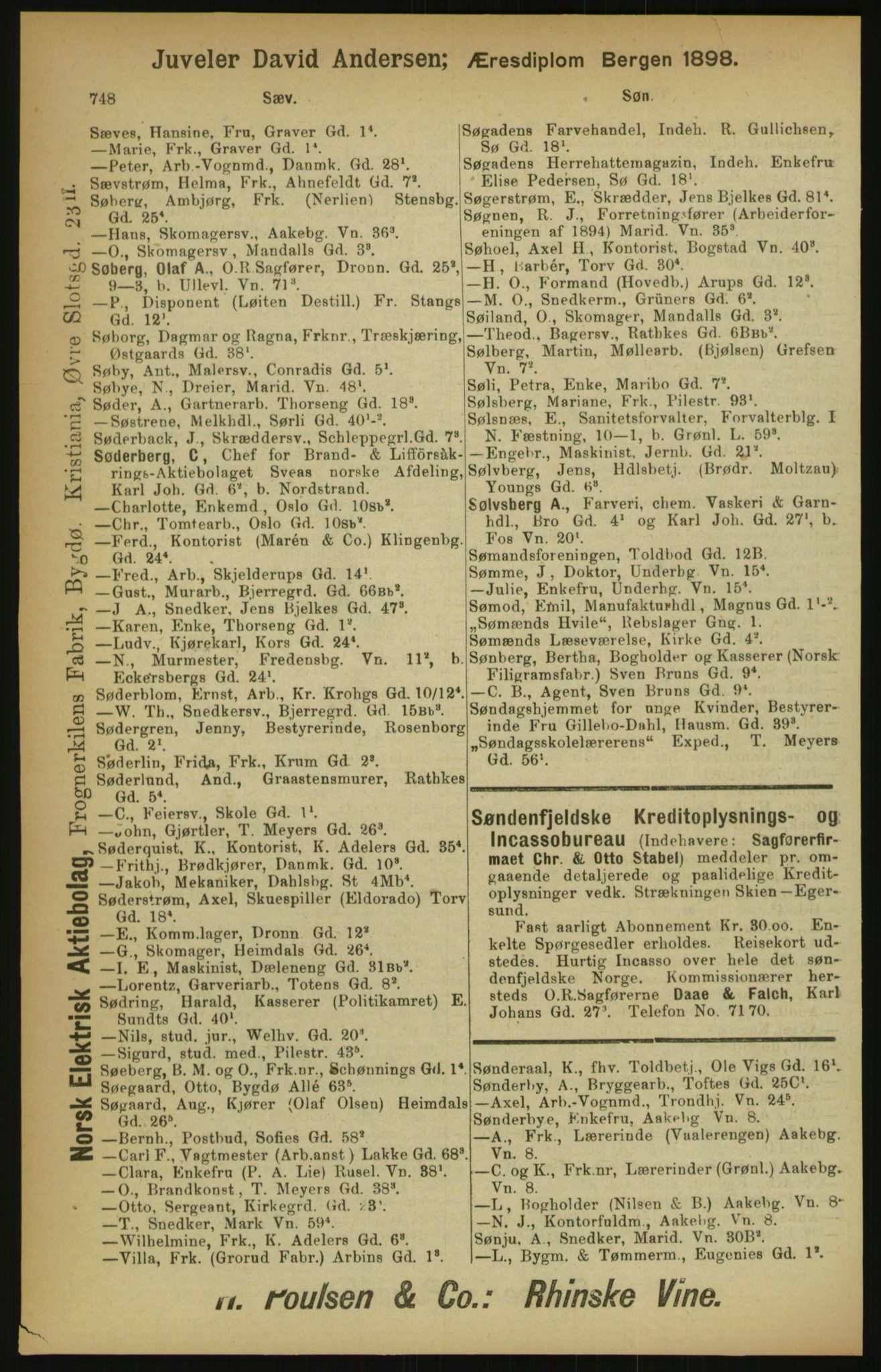 Kristiania/Oslo adressebok, PUBL/-, 1900, p. 748