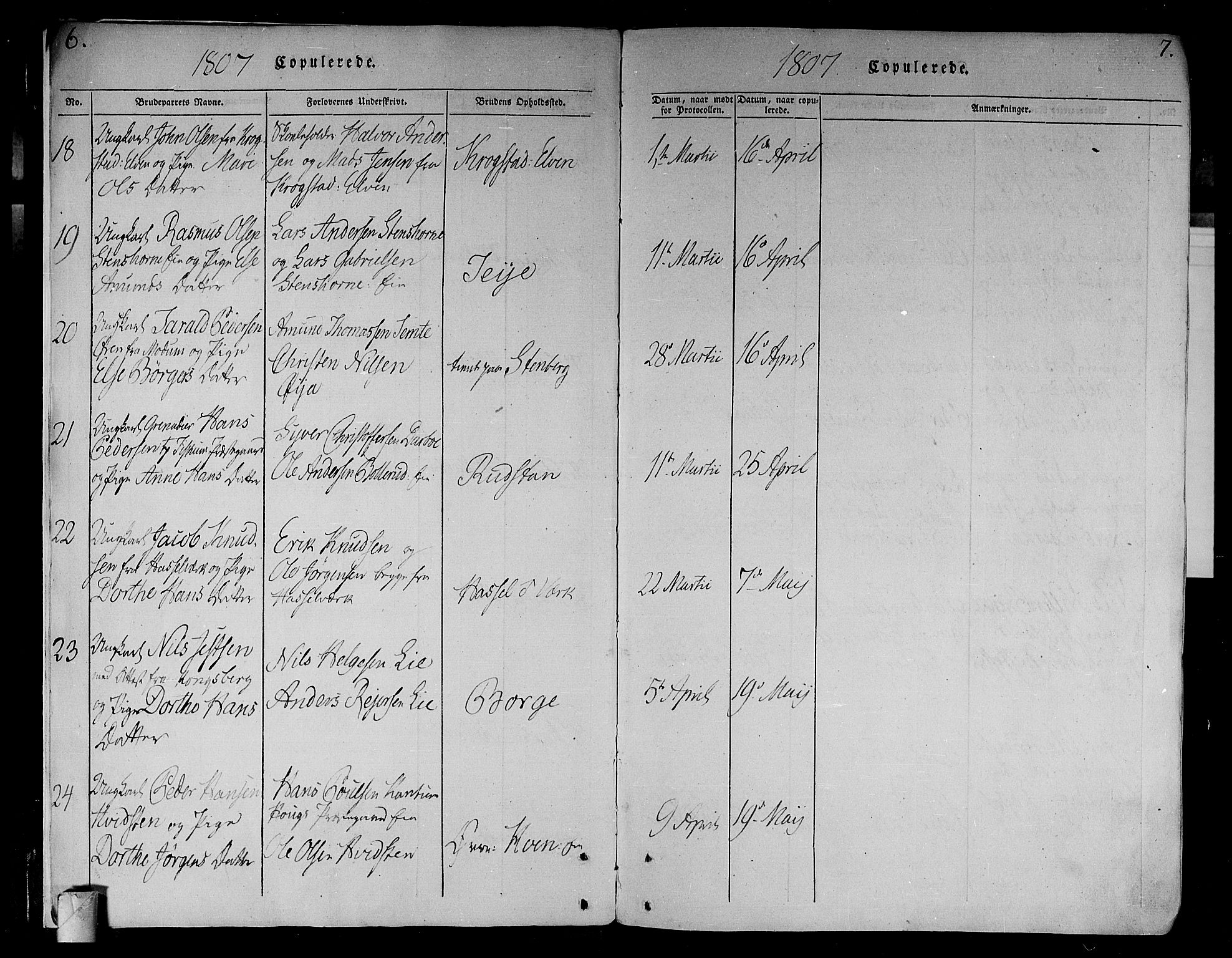 Eiker kirkebøker, AV/SAKO-A-4/F/Fa/L0010: Parish register (official) no. I 10, 1806-1815, p. 6-7